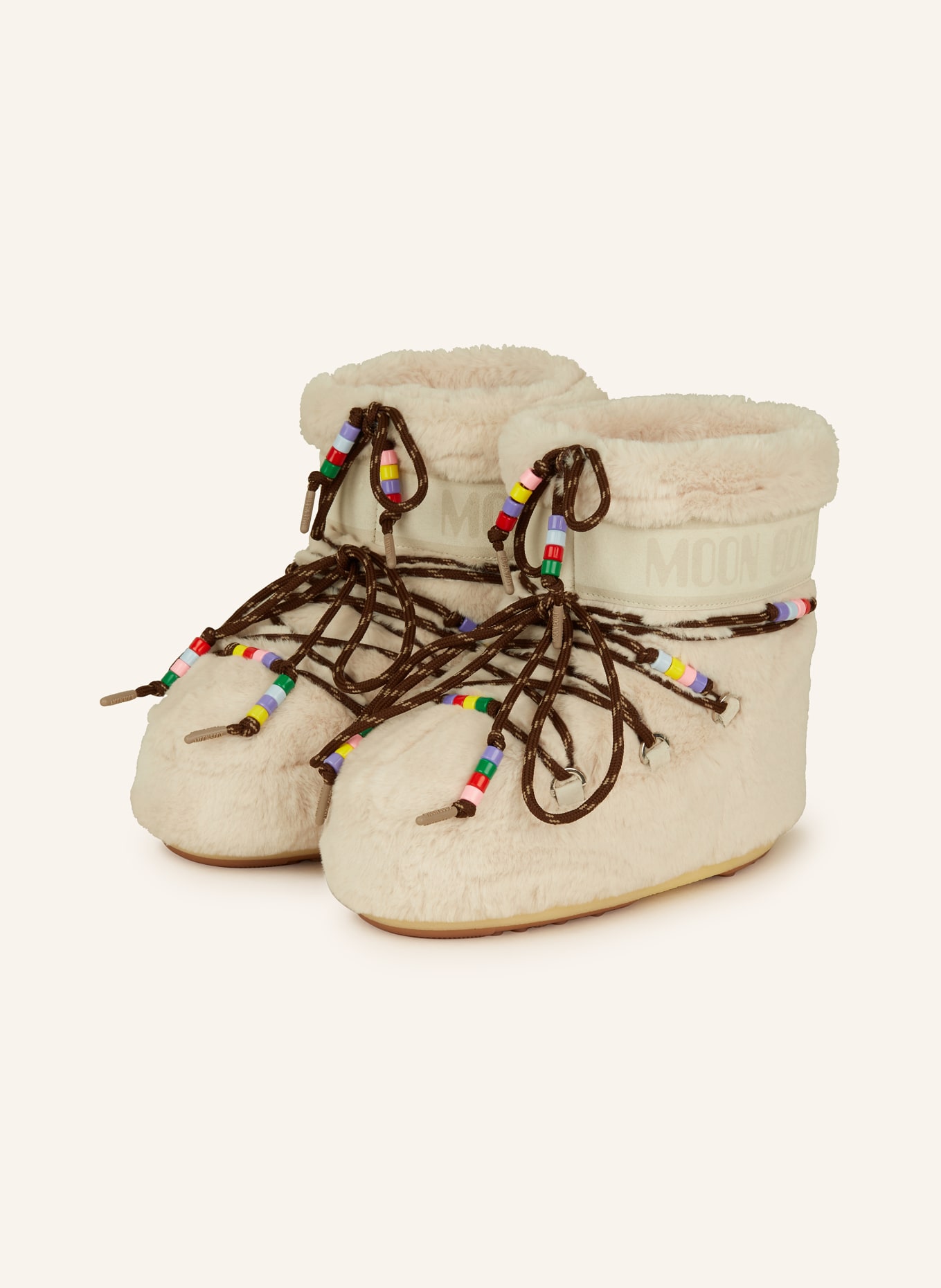 MOON BOOT Moon boots ICON LOW FAUX FUR BEADS, Color: CREAM (Image 1)