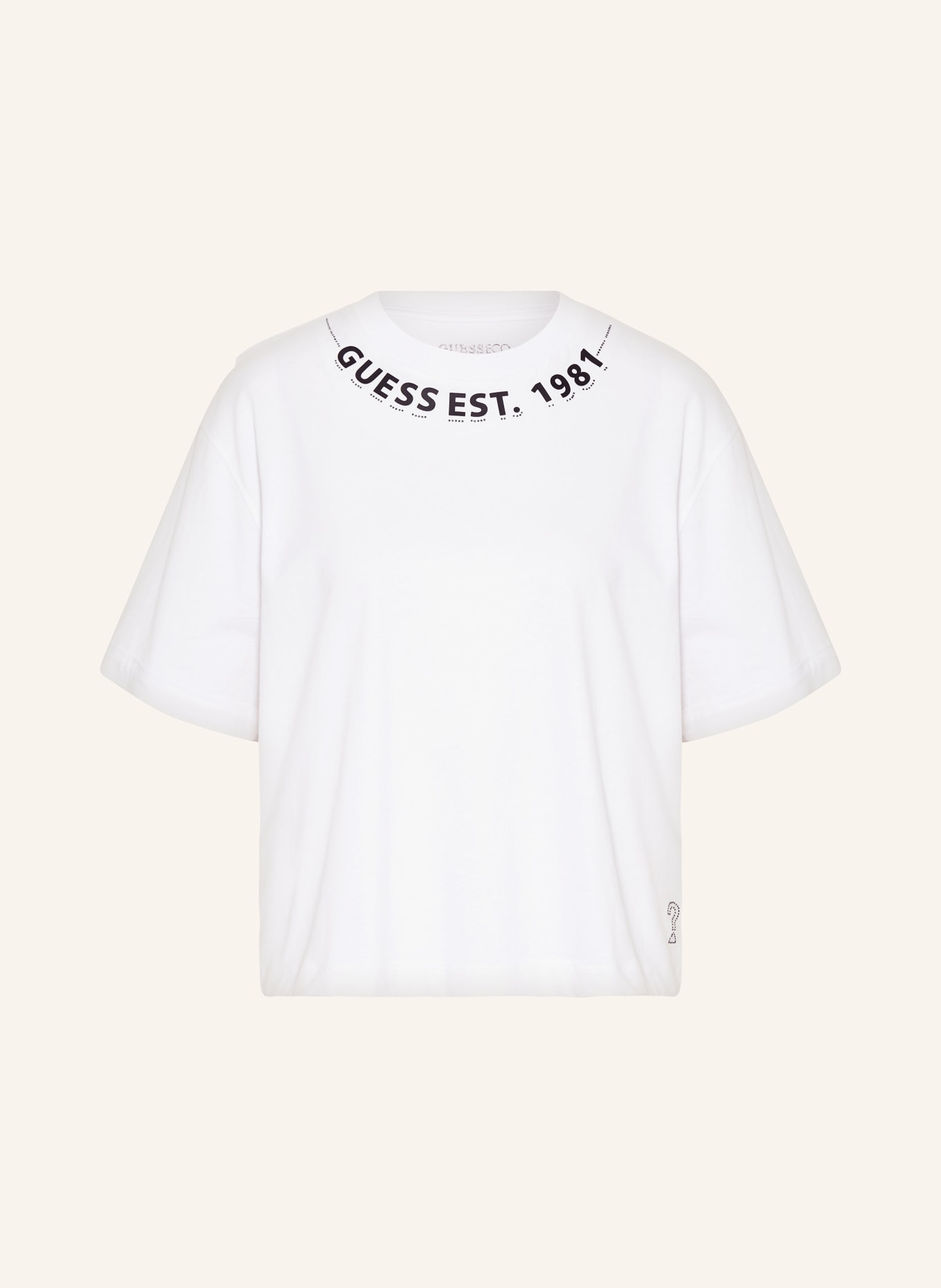 GUESS T-shirt with decorative gems, Color: WHITE (Image 1)