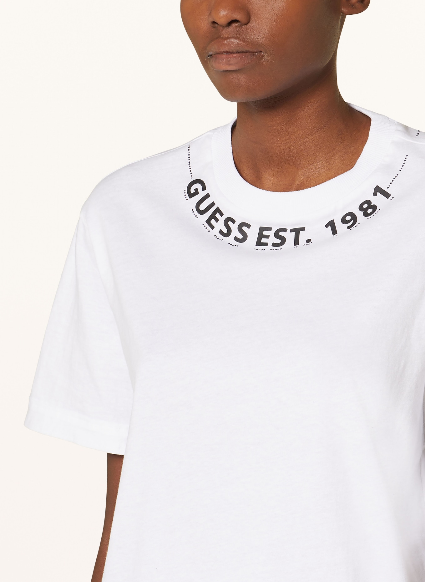 GUESS T-shirt with decorative gems, Color: WHITE (Image 4)