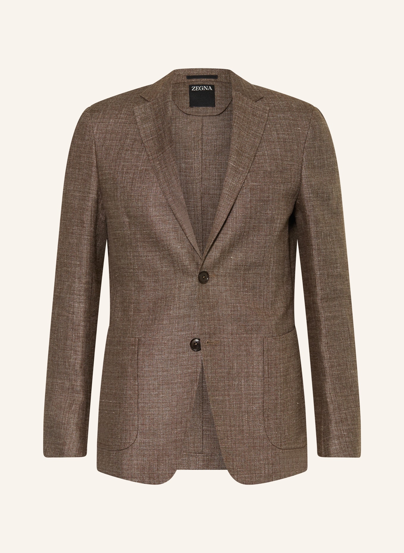 ZEGNA Tweed jacket regular fit with linen, Color: BROWN (Image 1)