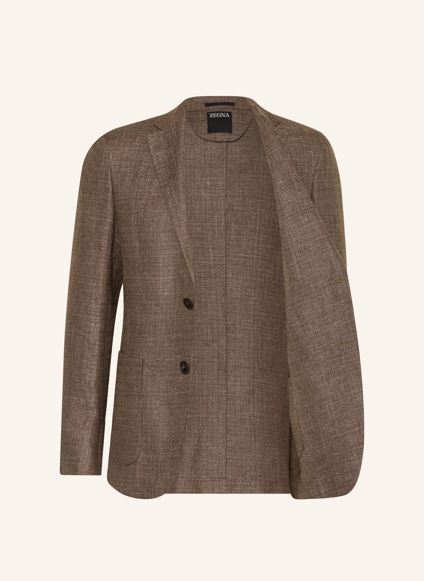 ZEGNA Tweed jacket regular fit with linen, Color: BROWN (Image 4)