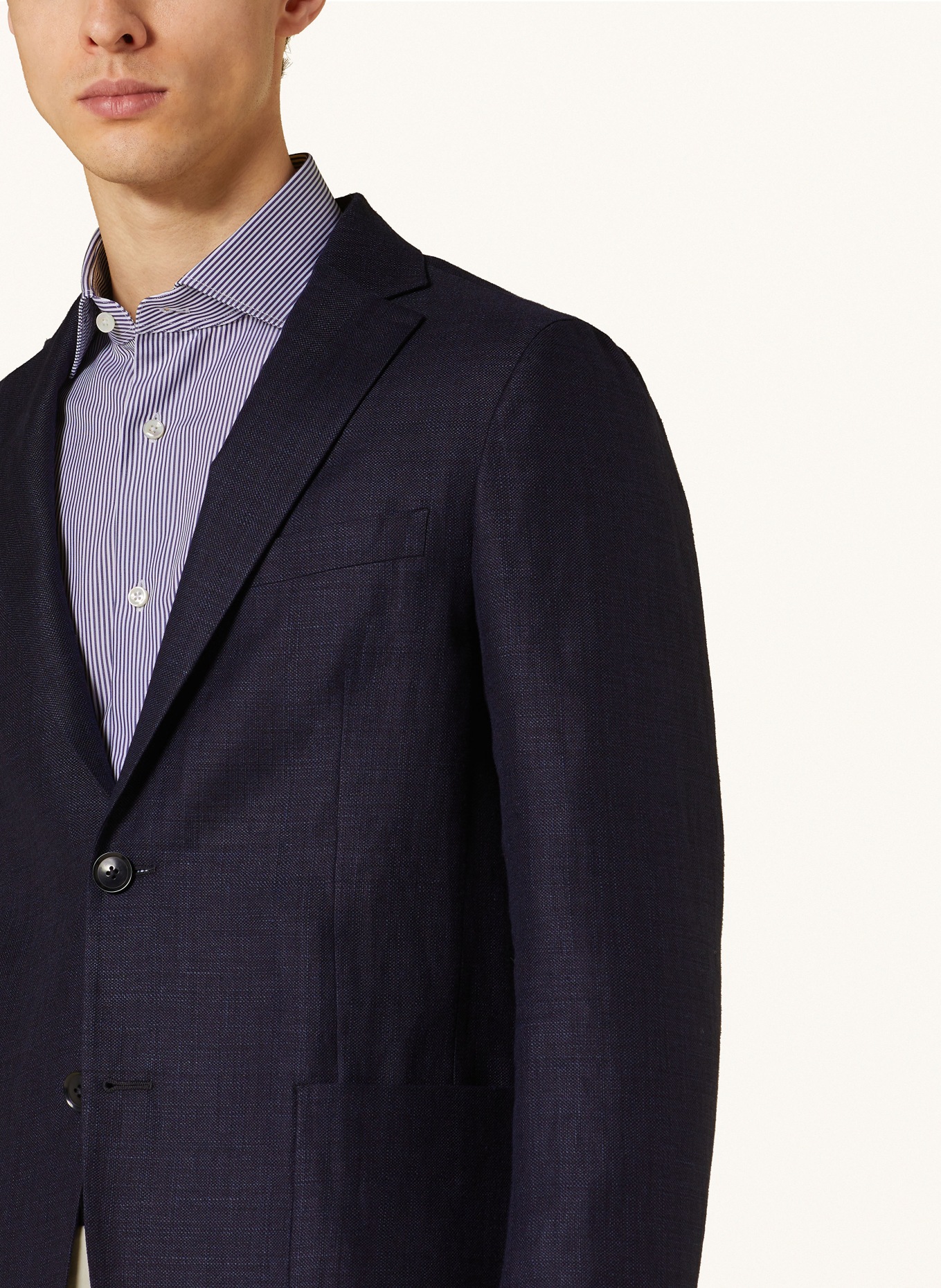 ZEGNA Tailored jacket regular fit with linen, Color: DARK BLUE (Image 5)