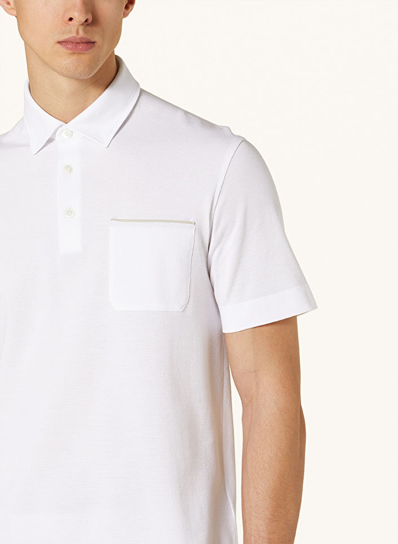 ZEGNA Piqué-Poloshirt Slim Fit, Farbe: WEISS (Bild 4)