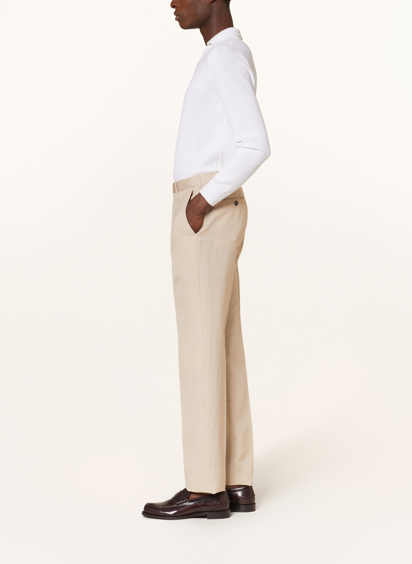 ZEGNA Oblekové kalhoty Regular Fit se lnem, Barva: 5A7 Beige (Obrázek 5)