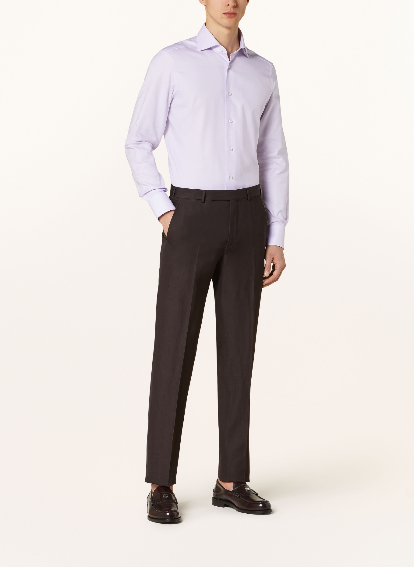 ZEGNA Spodnie garniturowe regular fit z lnem, Kolor: 2A7 Brown (Obrazek 3)