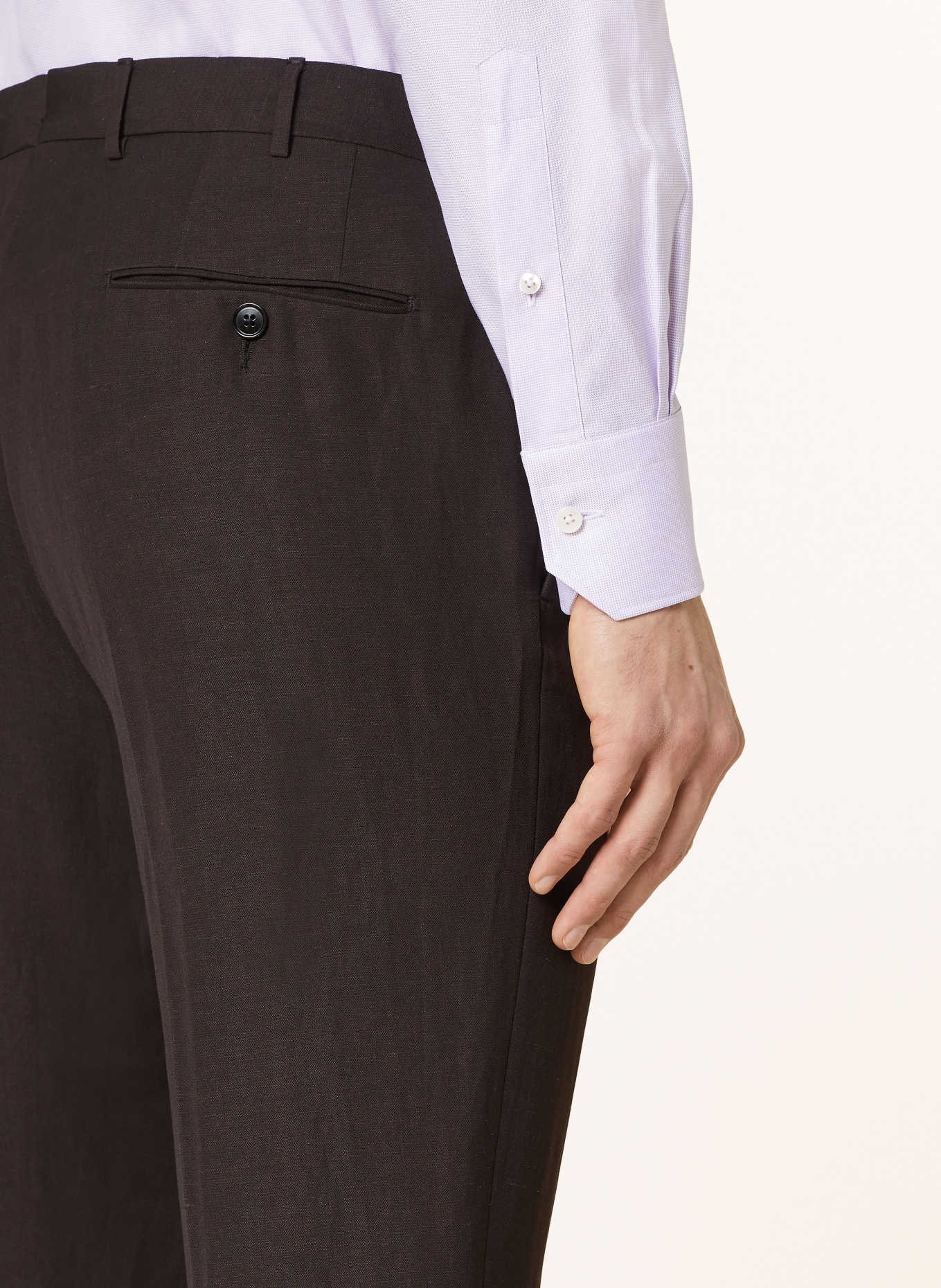 ZEGNA Spodnie garniturowe regular fit z lnem, Kolor: 2A7 Brown (Obrazek 6)