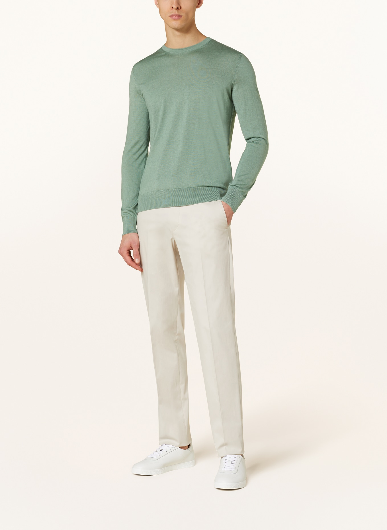 ZEGNA Cashmere sweater with silk, Color: LIGHT GREEN (Image 2)