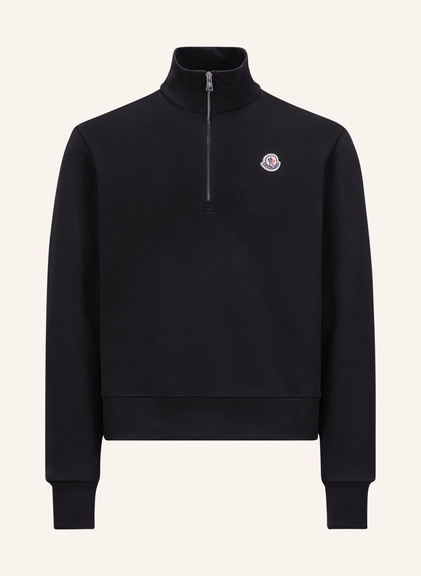 MONCLER Half-zip sweater in sweatshirt fabric, Color: BLACK (Image 1)