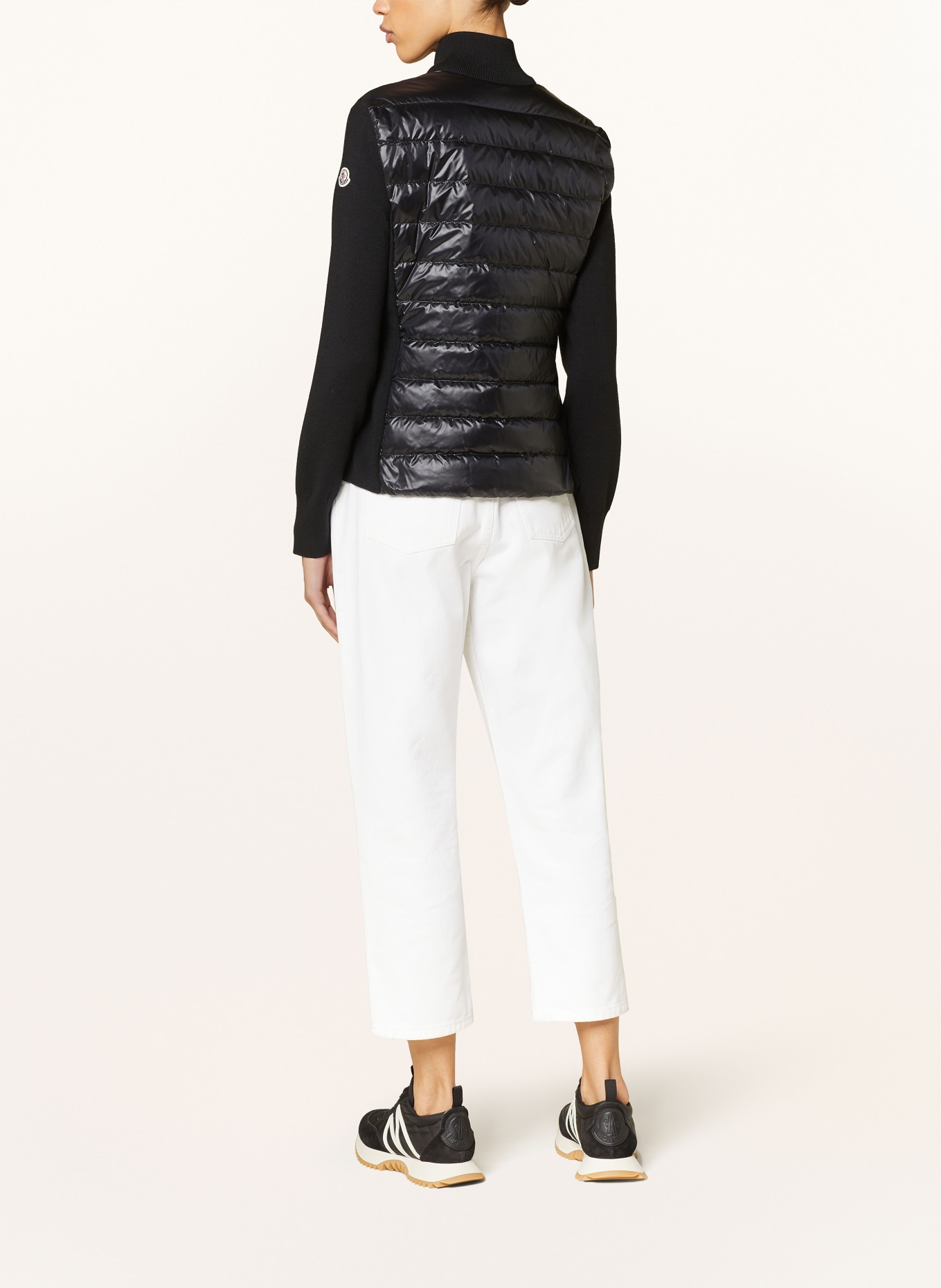 MONCLER Daunenjacke im Materialmix: SCHWARZ