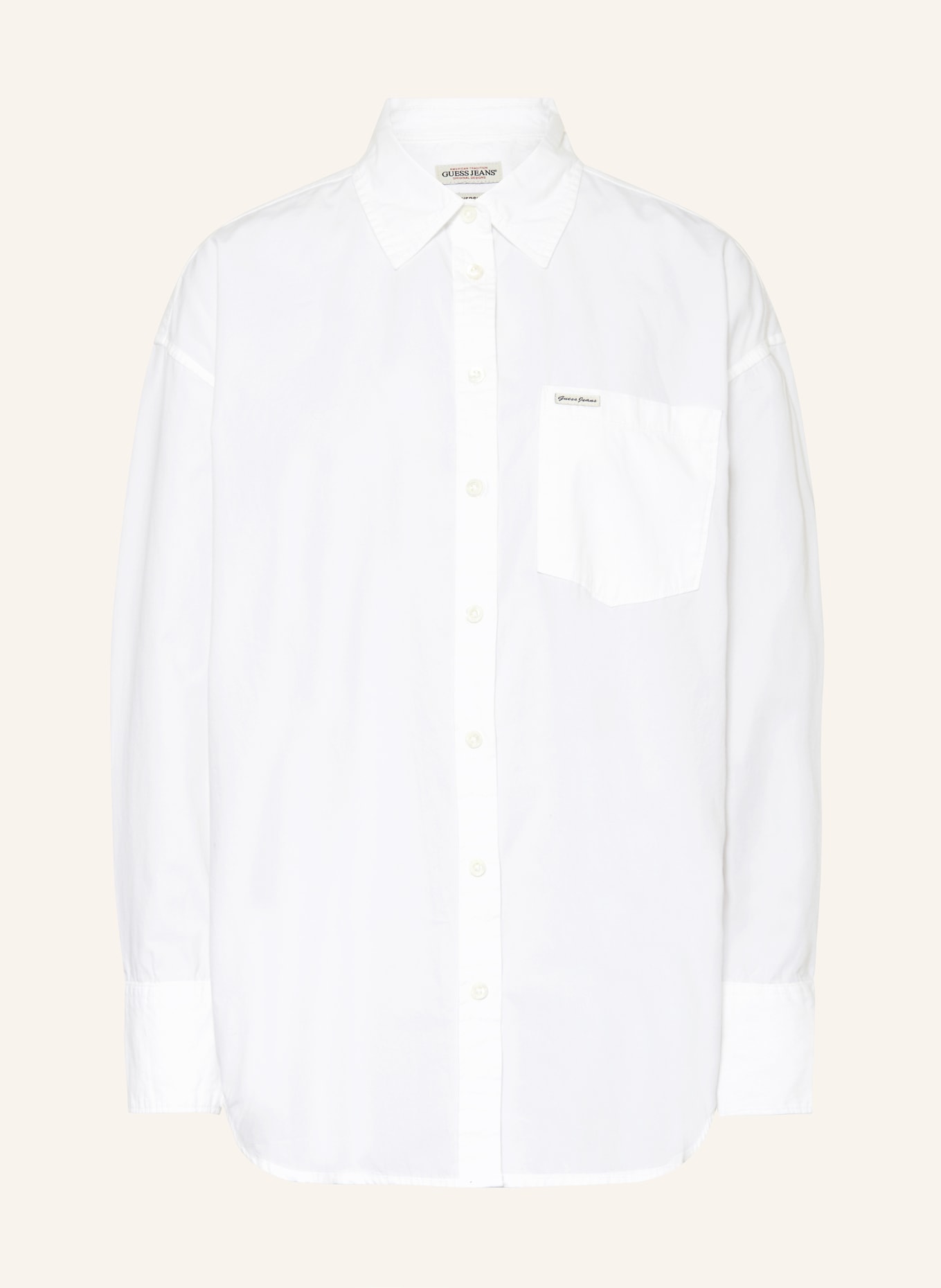 GUESS JEANS Oversized shirt blouse, Color: WHITE (Image 1)