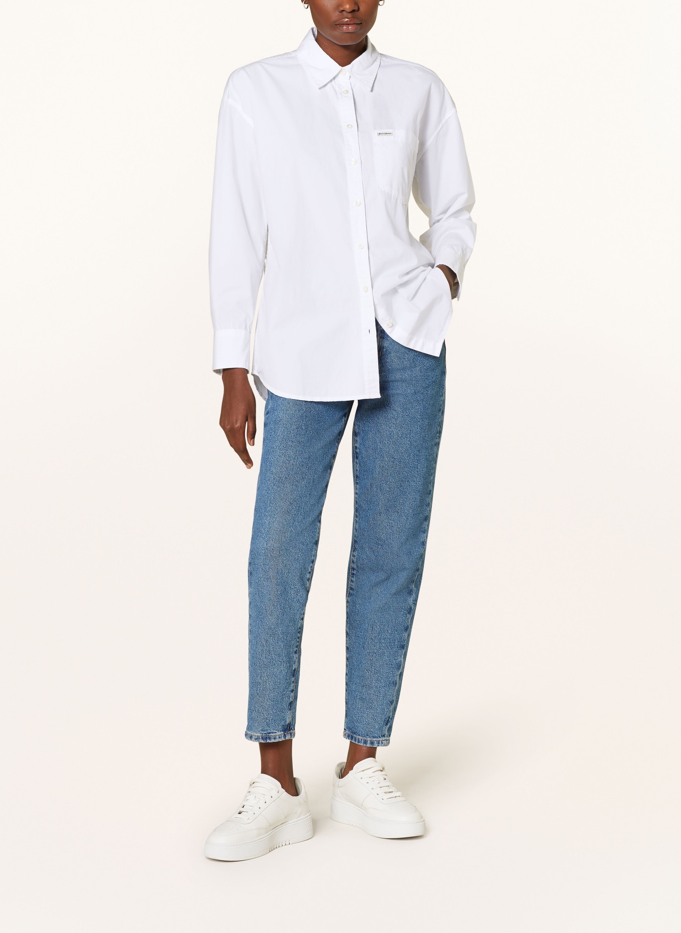 GUESS JEANS Oversized shirt blouse, Color: WHITE (Image 2)