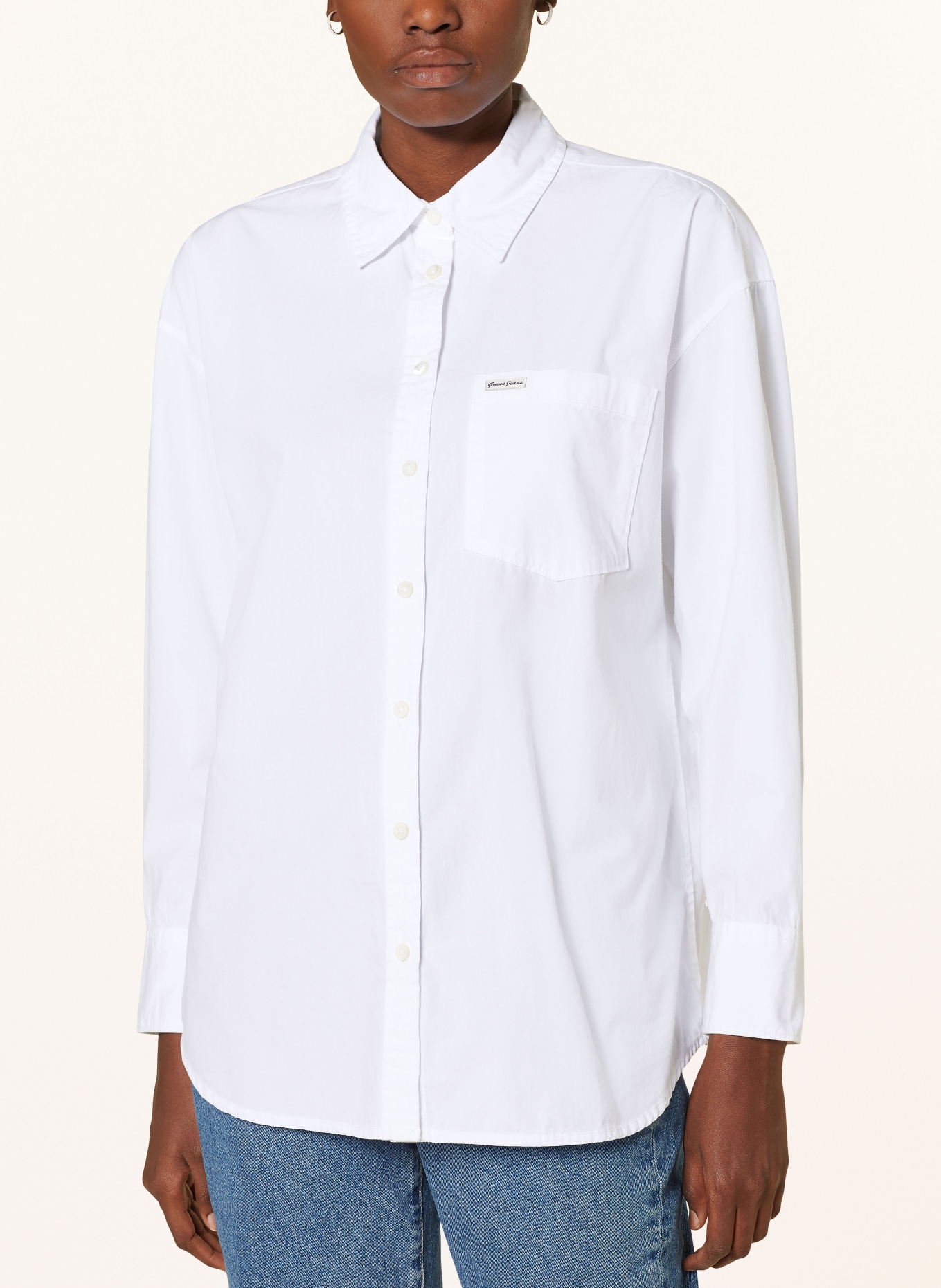 GUESS JEANS Oversized shirt blouse, Color: WHITE (Image 4)