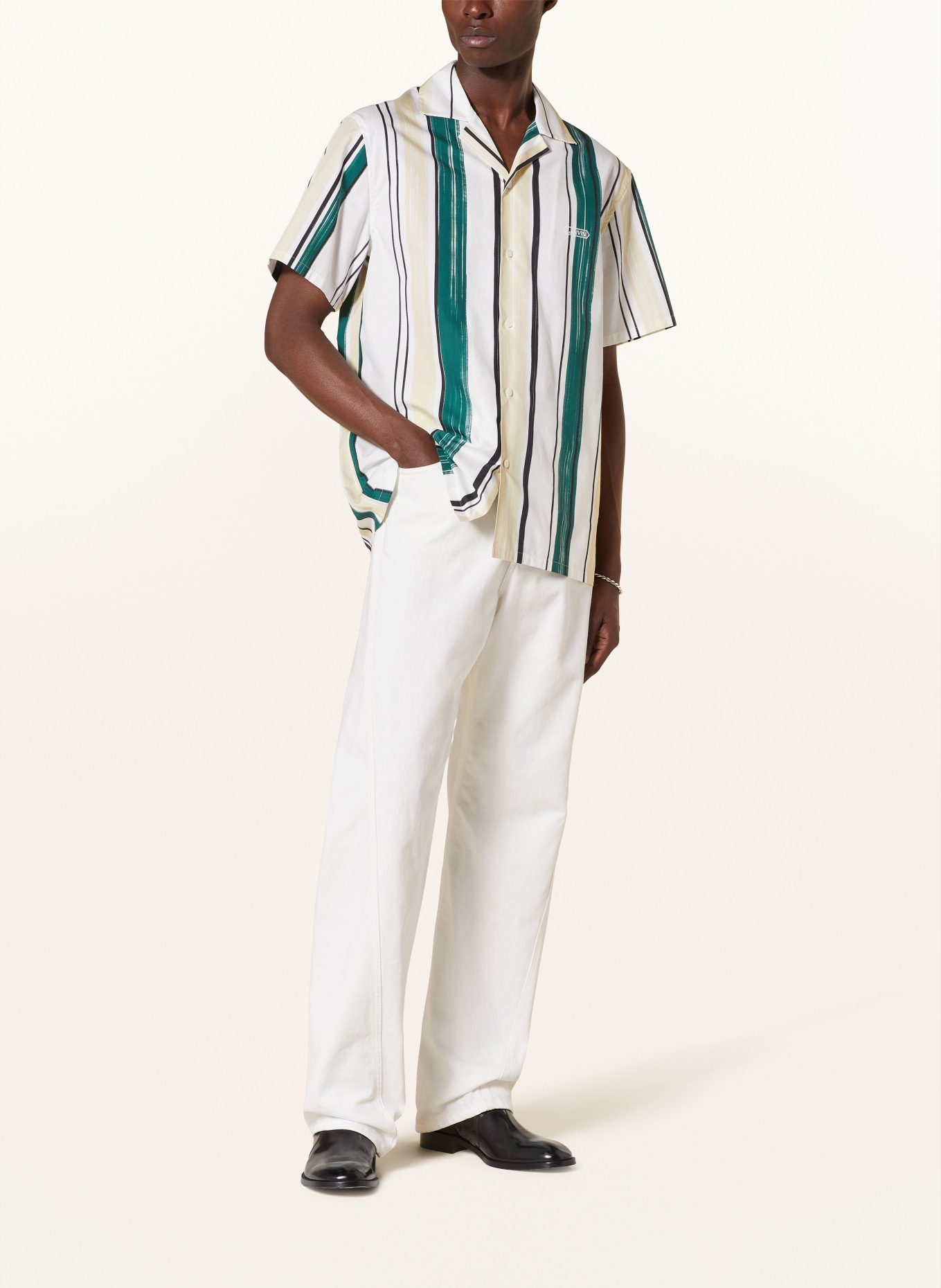 LANVIN Resort shirt comfort fit, Color: WHITE/ DARK GREEN/ BLACK (Image 2)