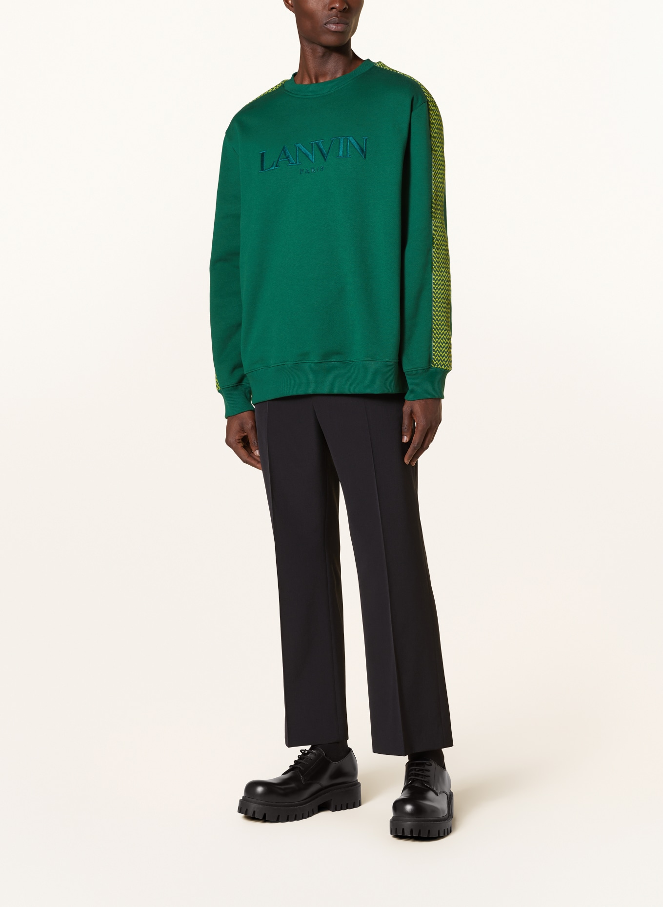 LANVIN Oversized sweatshirt with tuxedo stripe, Color: GREEN (Image 2)