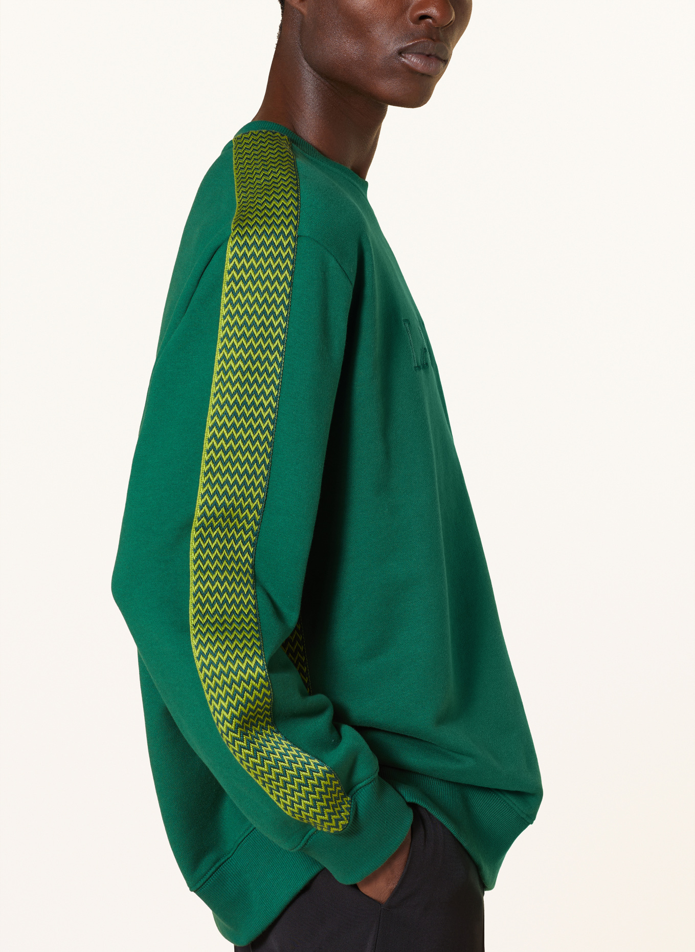 LANVIN Oversized sweatshirt with tuxedo stripe, Color: GREEN (Image 4)