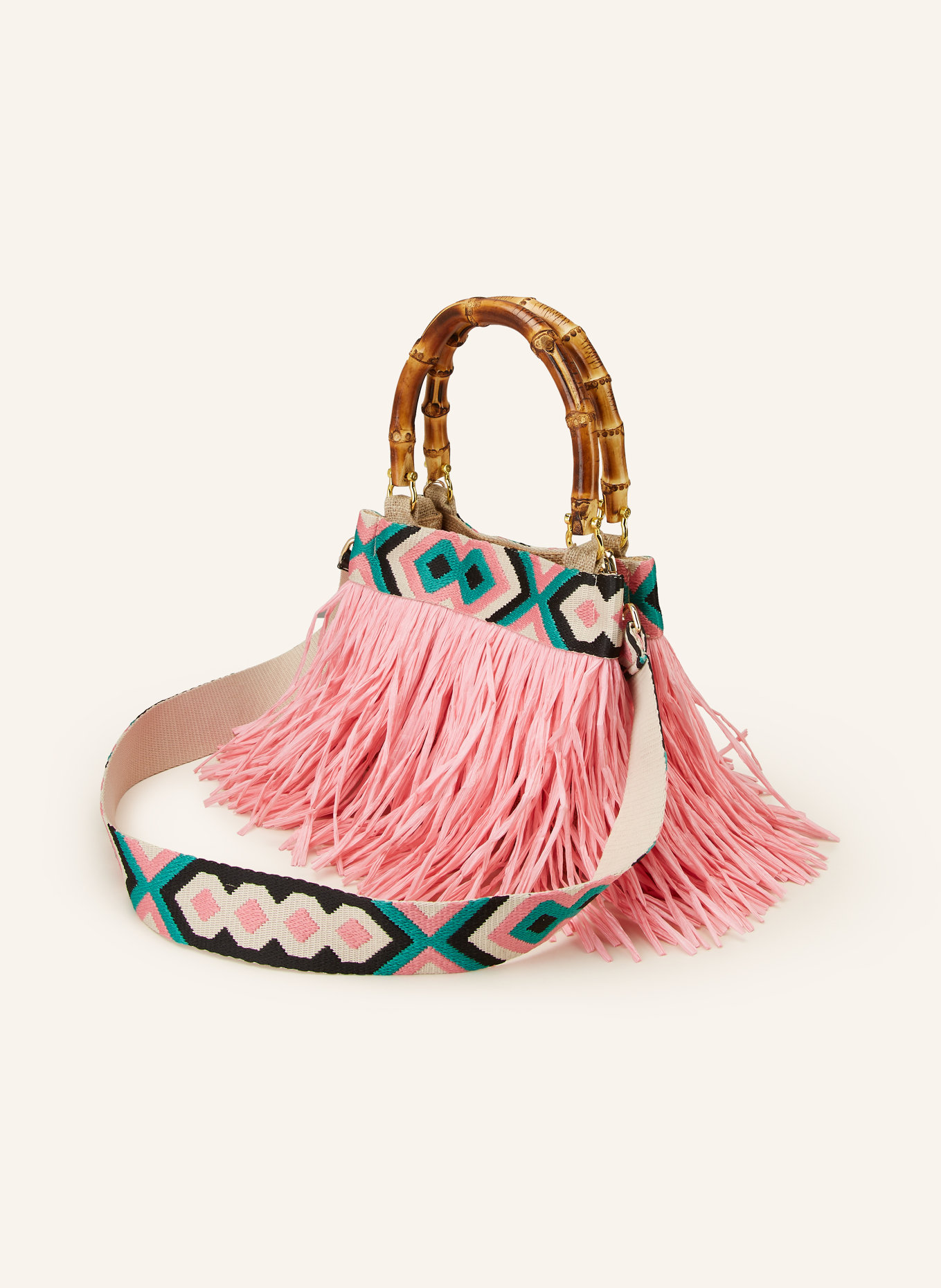 La MILANESA Handbag CAIPIRINHA SMALL, Color: PINK/ ECRU/ TEAL (Image 2)