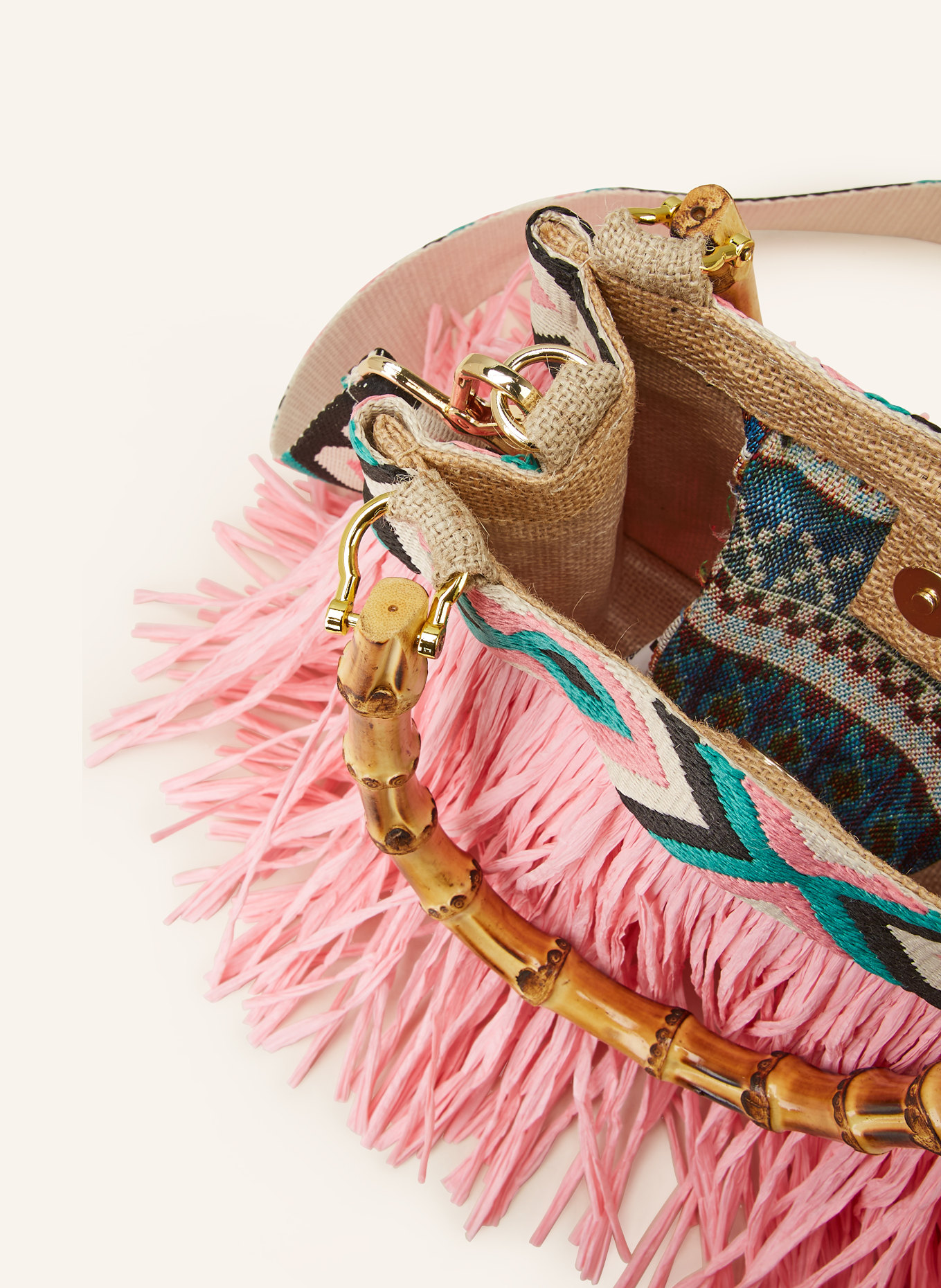 La MILANESA Handbag CAIPIRINHA SMALL, Color: PINK/ ECRU/ TEAL (Image 3)