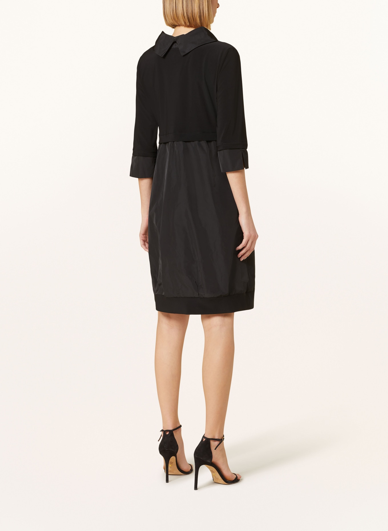 Joseph Ribkoff Dress with 3/4 sleeves in mixed materials, Color: BLACK (Image 3)