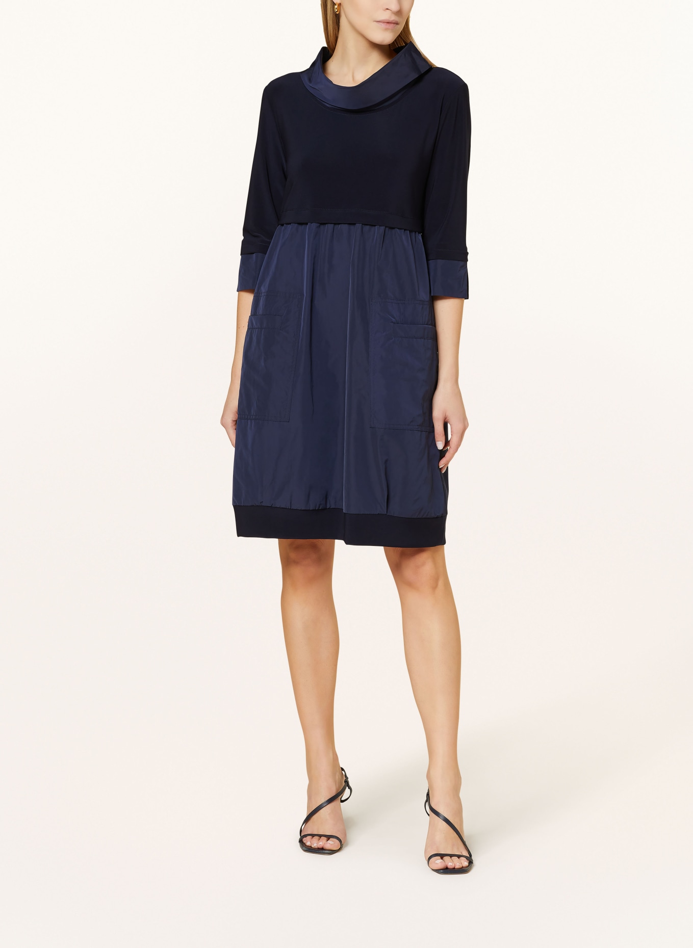 Joseph Ribkoff Kleid mit 3/4-Arm im Materialmix: SCHWARZ / DUNKELBLAU