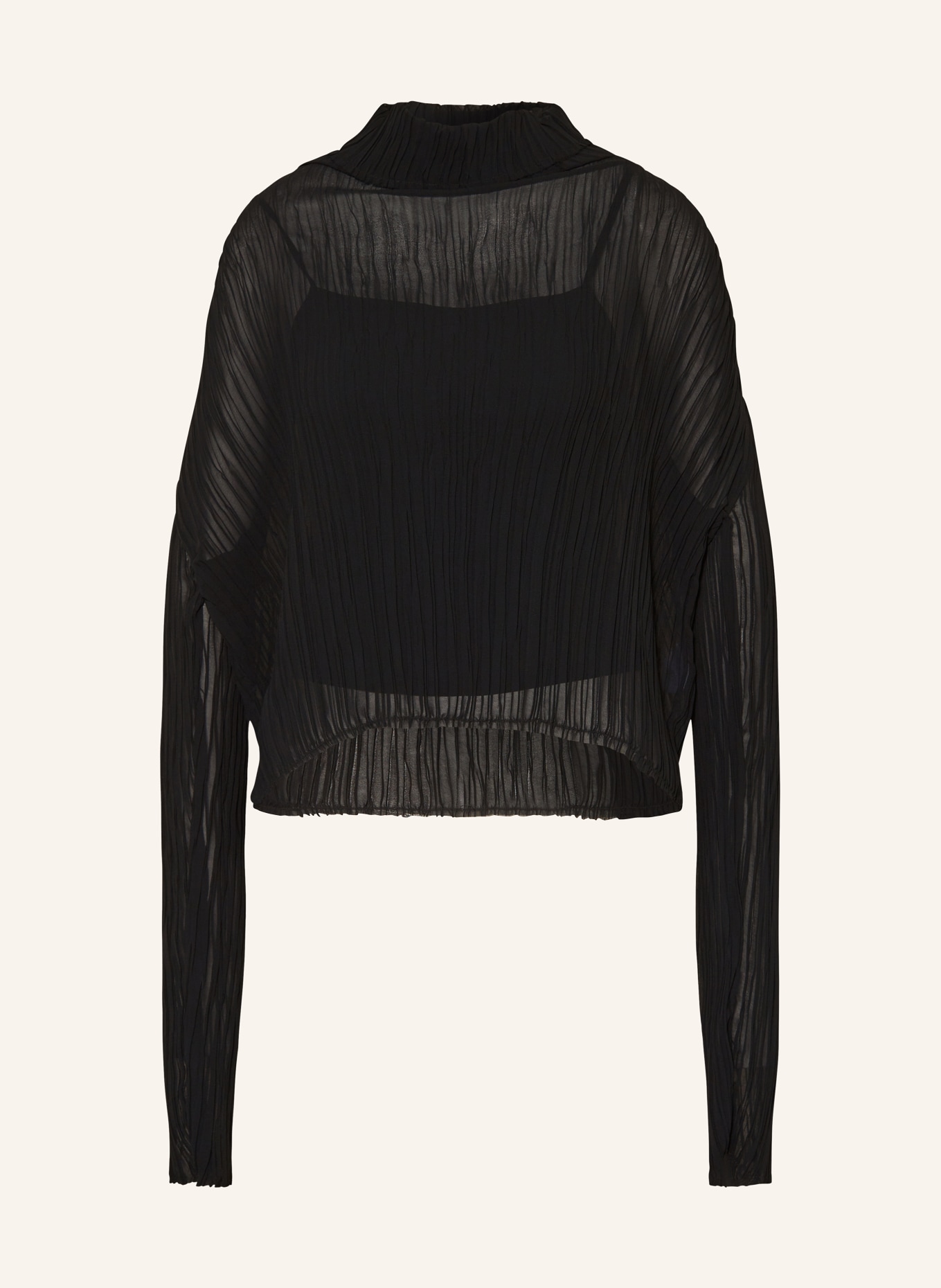 MM6 Maison Margiela Shirt blouse SHEER with pleats, Color: BLACK (Image 1)
