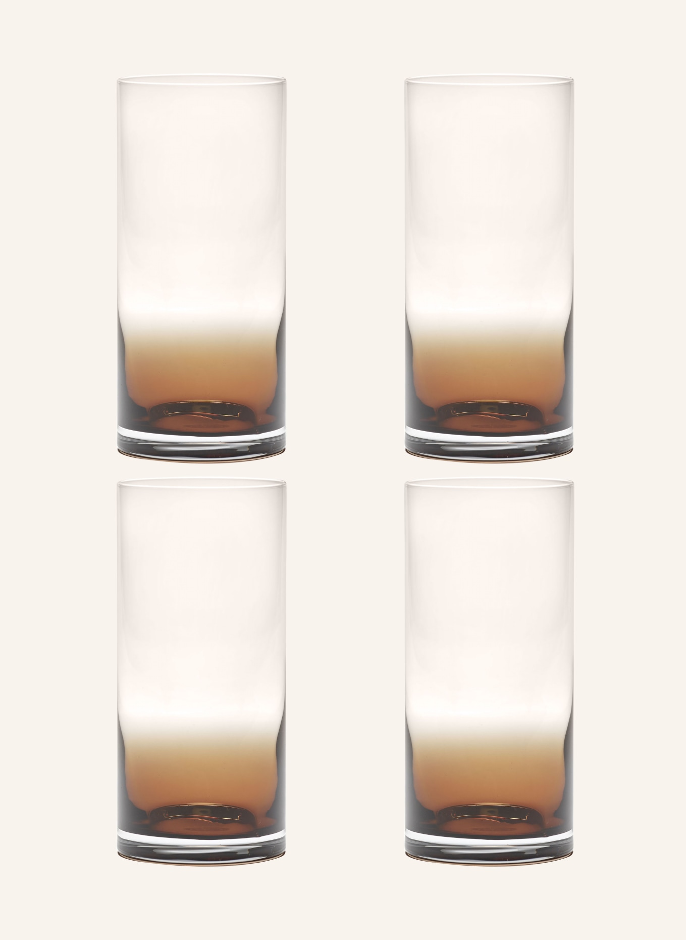 SERAX Set of 4 tall drinking glasses ZUMA, Color: DARK ORANGE/ WHITE (Image 1)