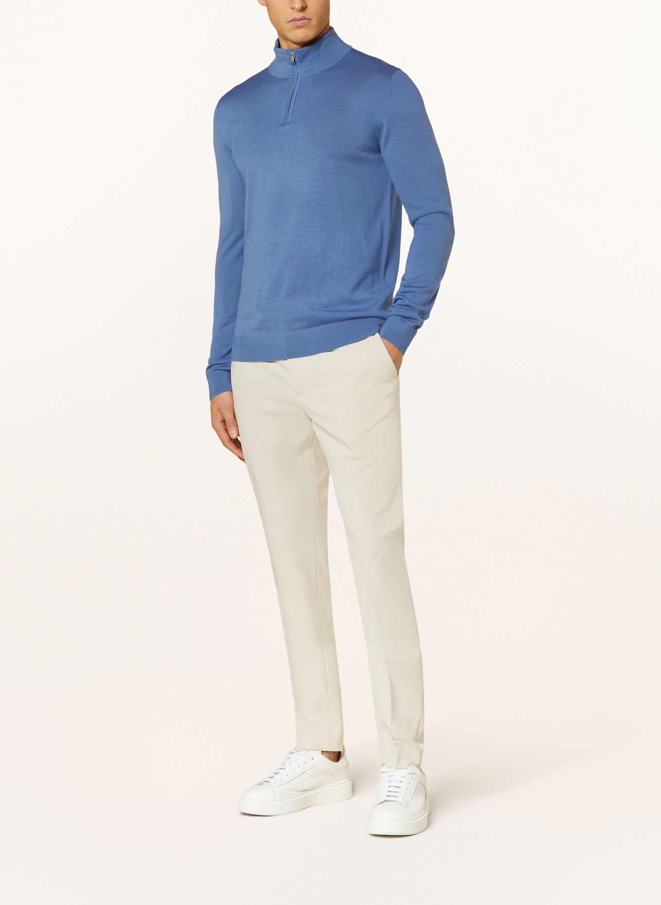 REISS Half-zip sweater BLACKHALL in merino wool, Color: BLUE GRAY (Image 2)