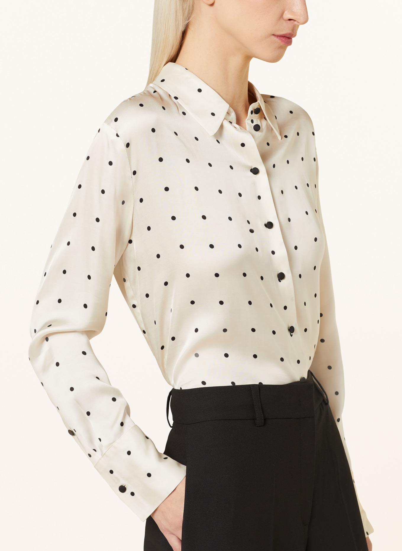 someday Shirt blouse ZISAKI in satin, Color: CREAM/ BLACK (Image 4)