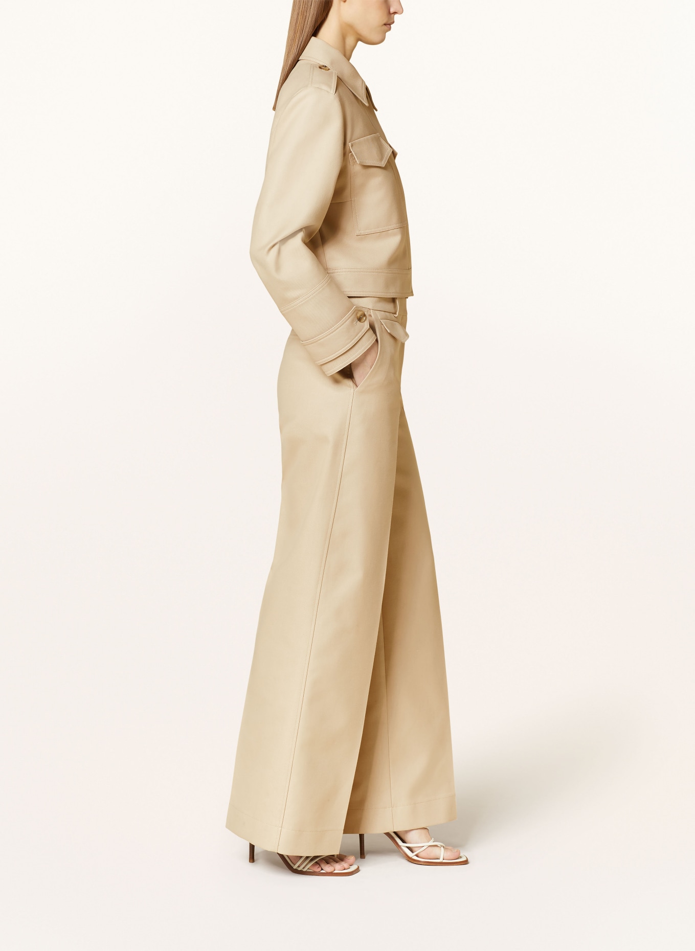 BOSS Wide leg trousers TAFELI, Color: LIGHT BROWN (Image 4)