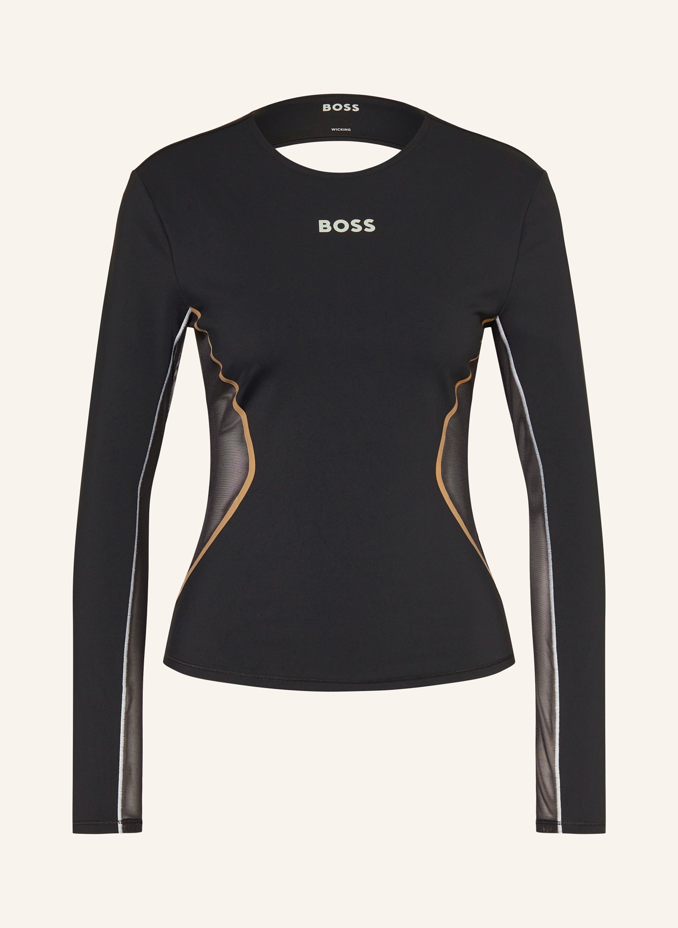 BOSS Long sleeve shirt ENERGETICA in mixed materials, Color: BLACK/ BEIGE (Image 1)