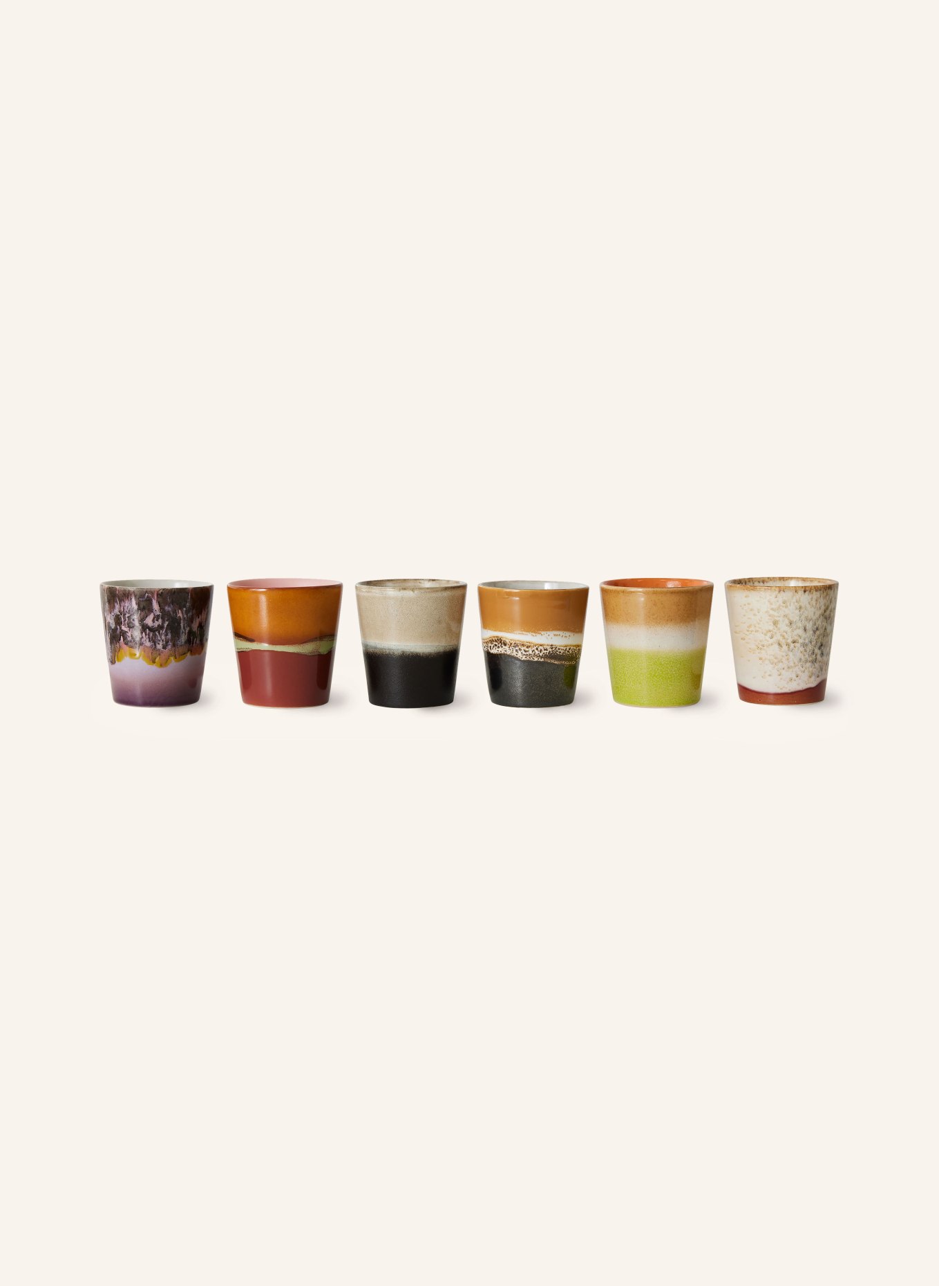 HK living Set of 6 mugs, Color: ORANGE/ BLACK/ CREAM (Image 2)