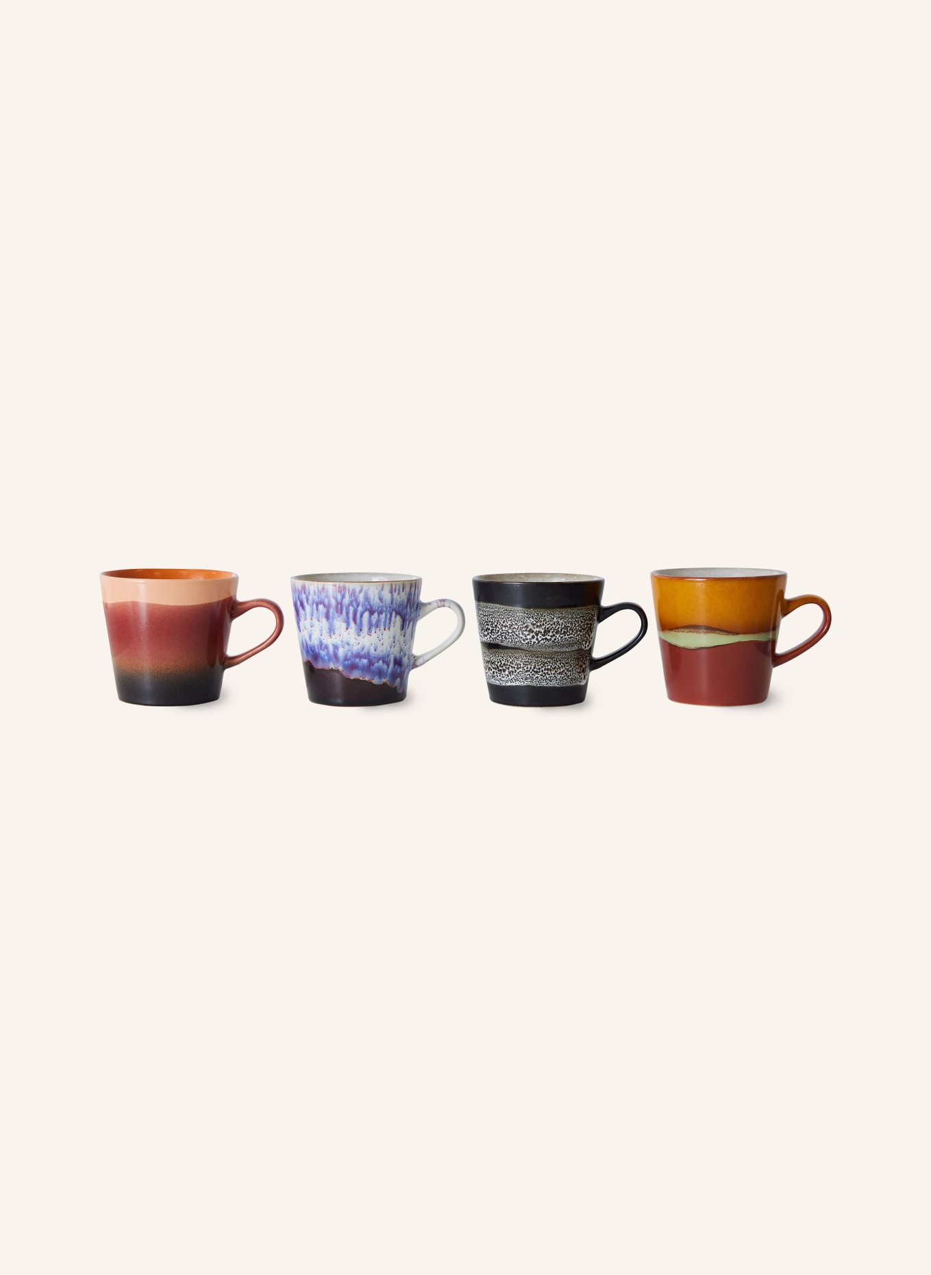 HK living Set of 4 mugs, Color: BLACK/ LIGHT RED/ ORANGE (Image 2)