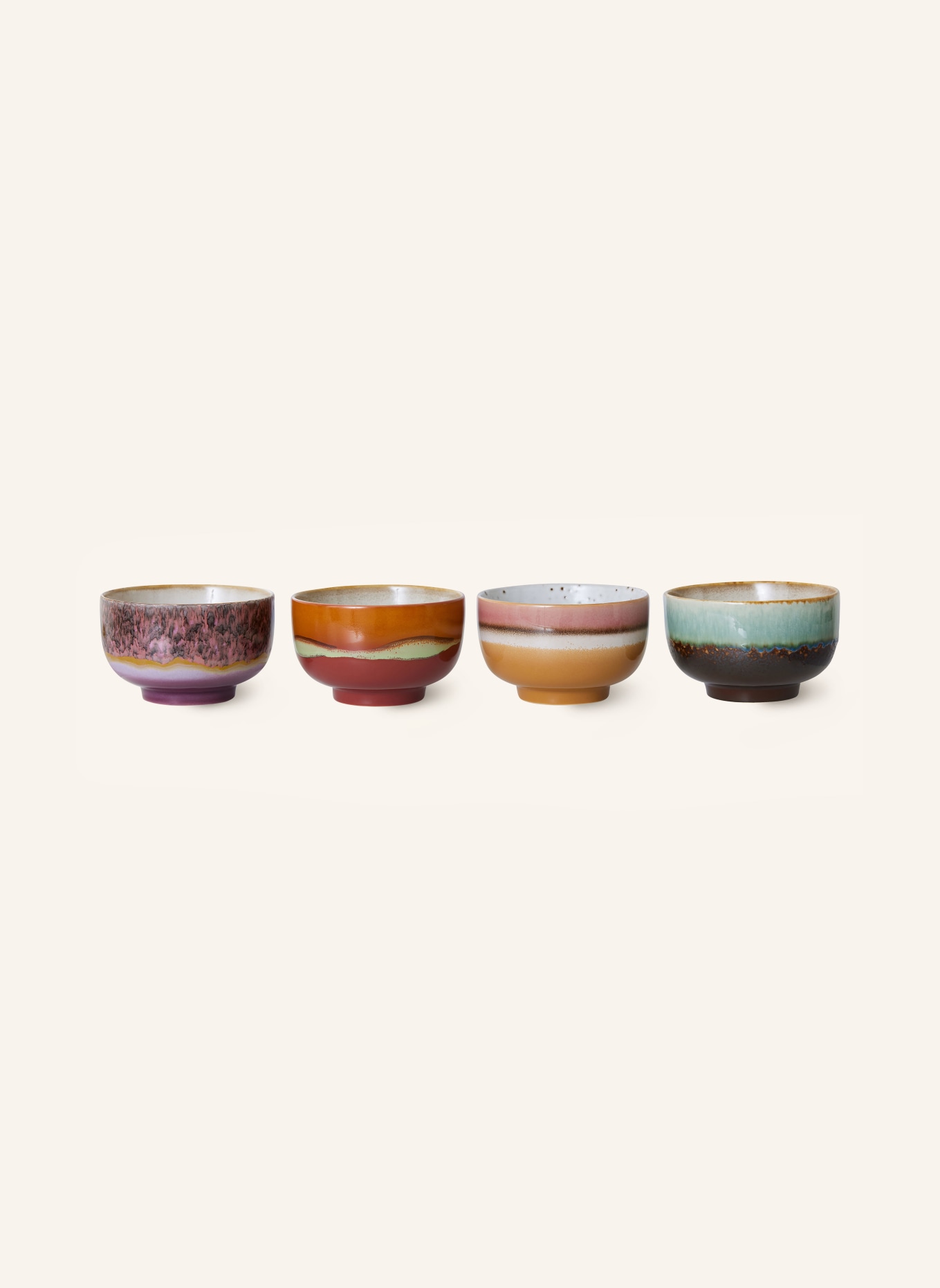 HK living Set of 4 bowls, Color: ORANGE/ TURQUOISE/ DARK RED (Image 2)