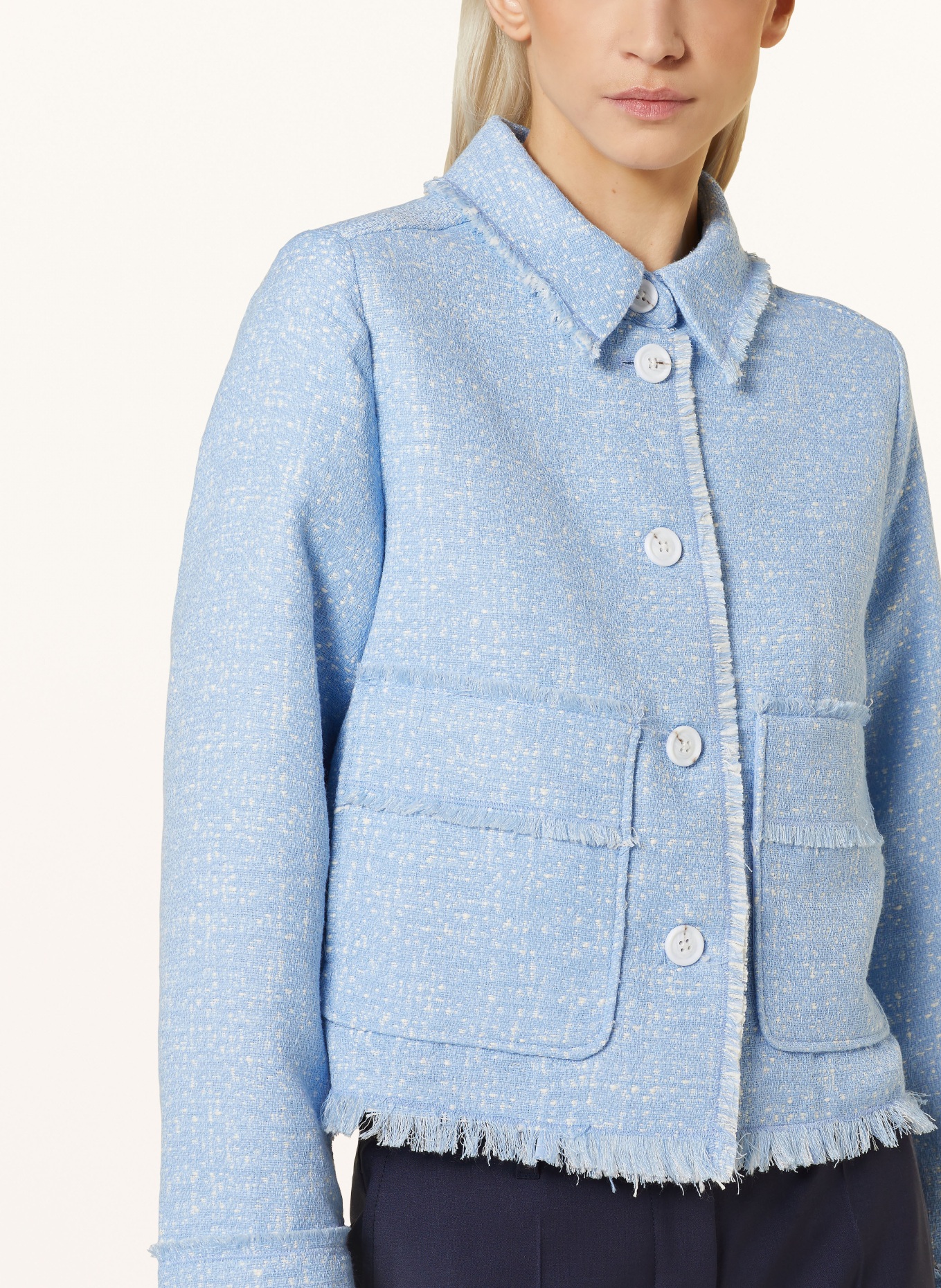 someday Boxy jacket NATSUKI in tweed, Color: LIGHT BLUE (Image 4)
