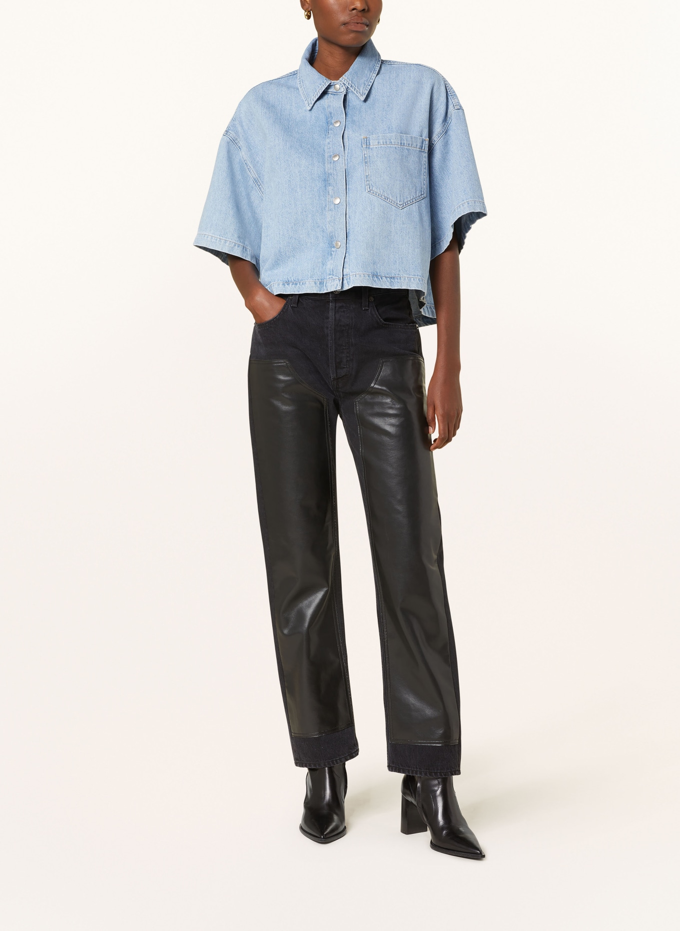 AGOLDE Bluzka jeansowa RONA, Kolor: JASNONIEBIESKI (Obrazek 2)