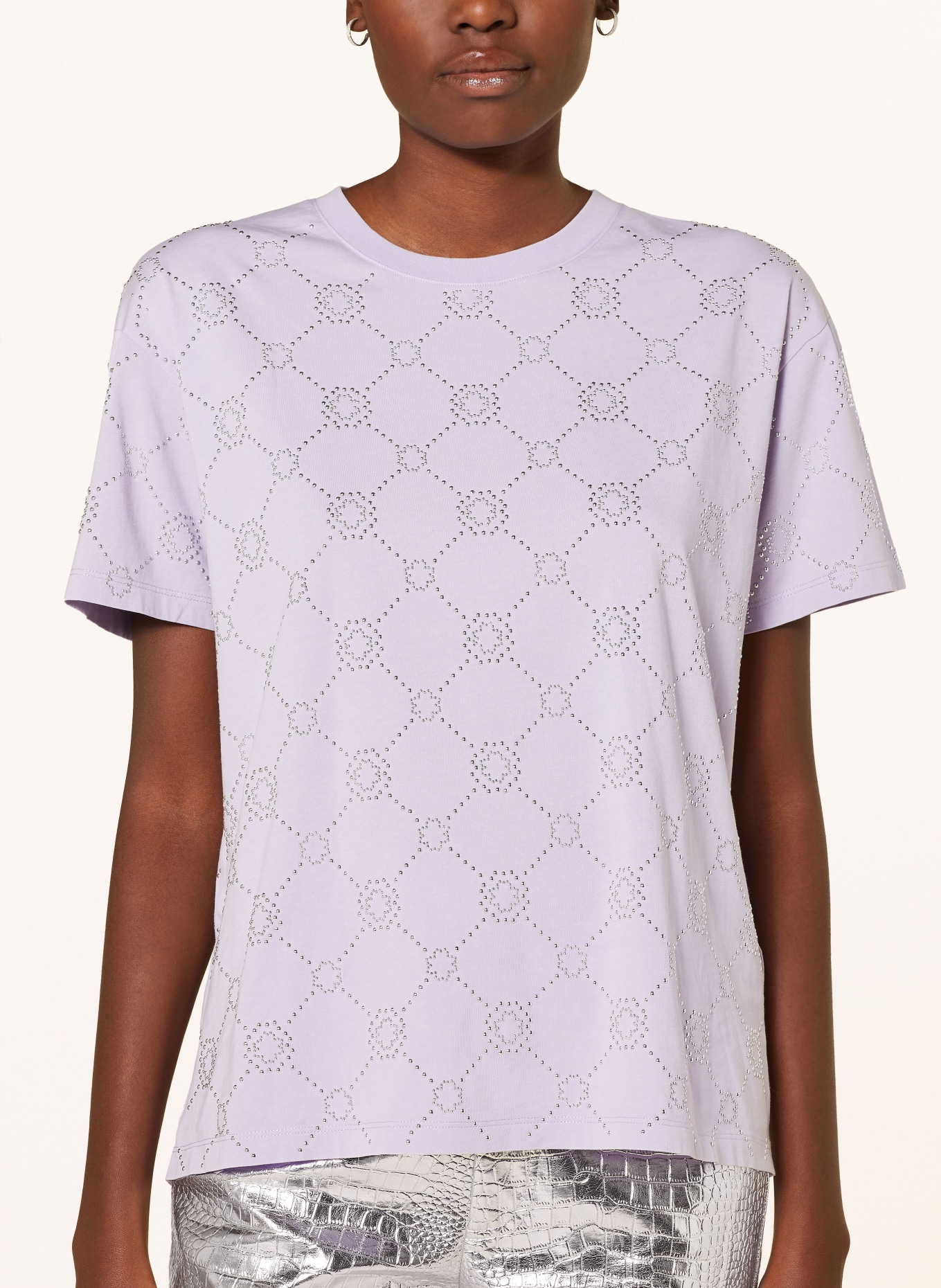 maje T-Shirt mit Schmucksteinen, Farbe: HELLLILA (Bild 4)