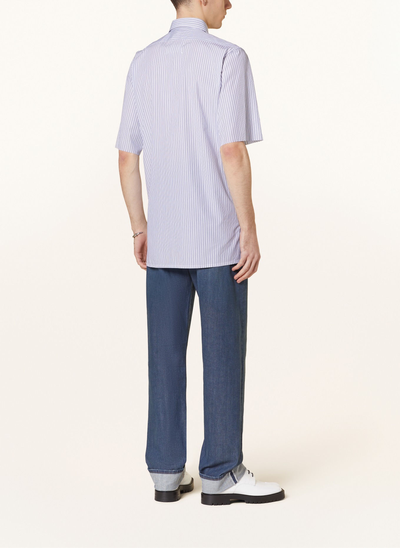 Maison Margiela Short sleeve shirt slim fit, Color: WHITE/ DARK BLUE (Image 3)