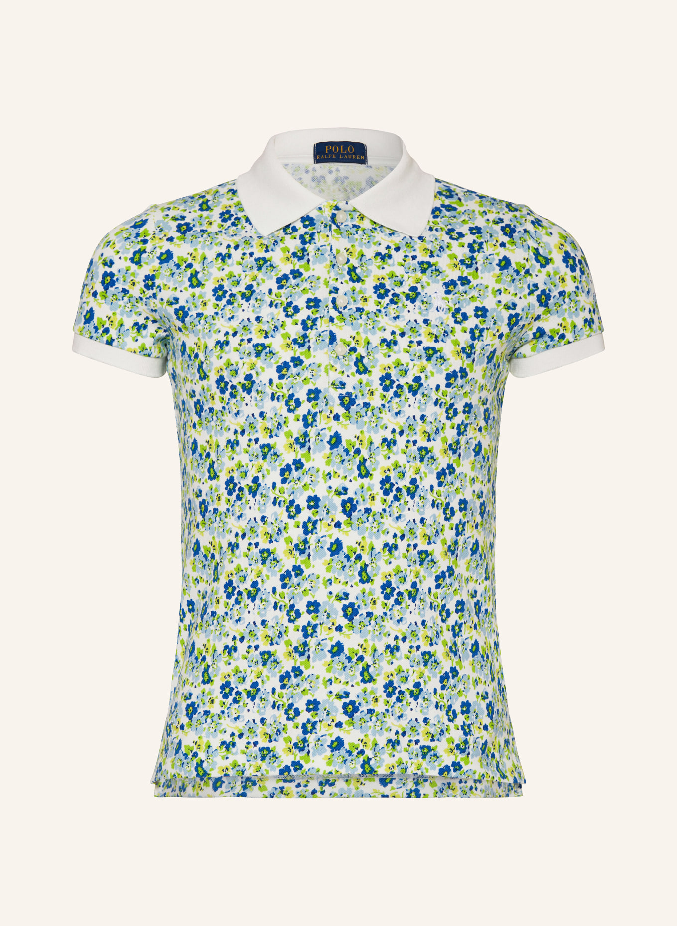 POLO RALPH LAUREN Piqué-Poloshirt, Farbe: WEISS/ BLAU/ GELB (Bild 1)
