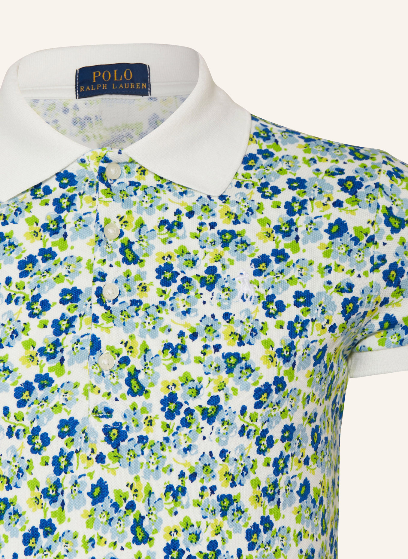 POLO RALPH LAUREN Piqué-Poloshirt, Farbe: WEISS/ BLAU/ GELB (Bild 3)