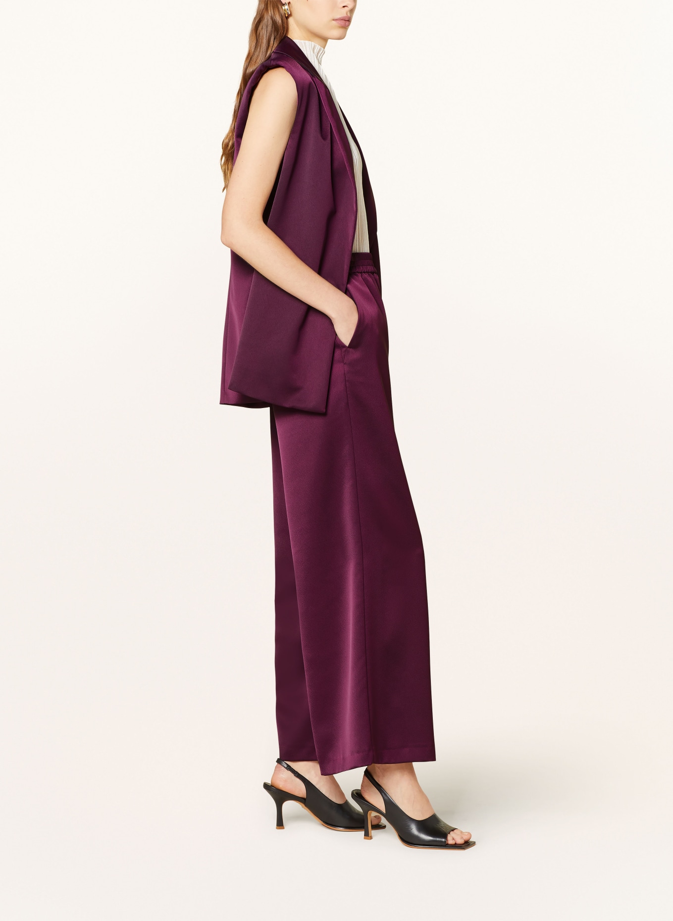 MAX & Co. Wide leg trousers ACRUX in satin, Color: FUCHSIA (Image 4)