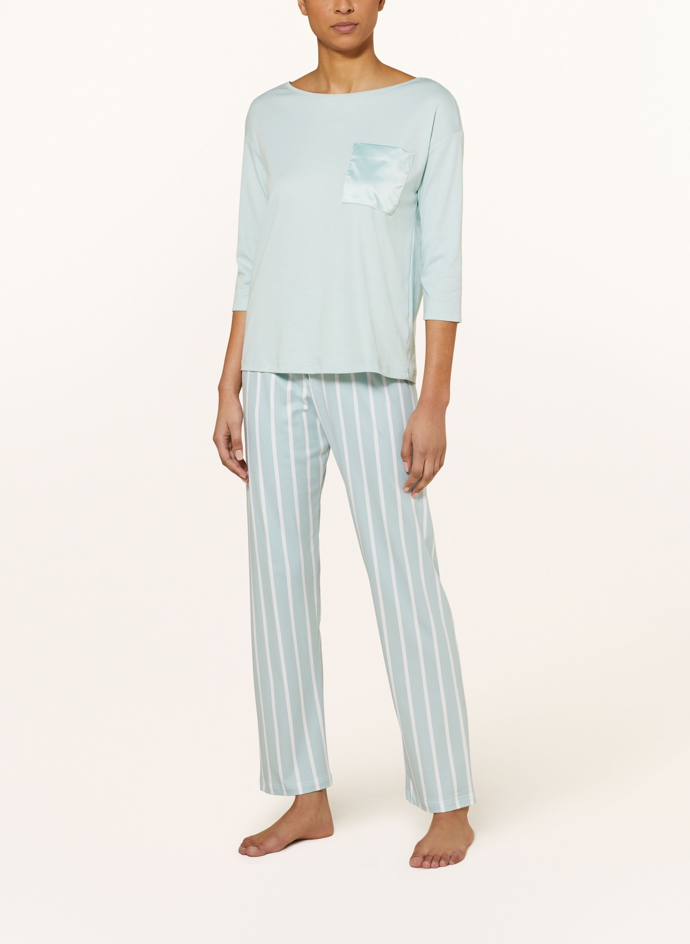 mey Pajama shirt series MALEA with 3/4 sleeves, Color: MINT (Image 2)