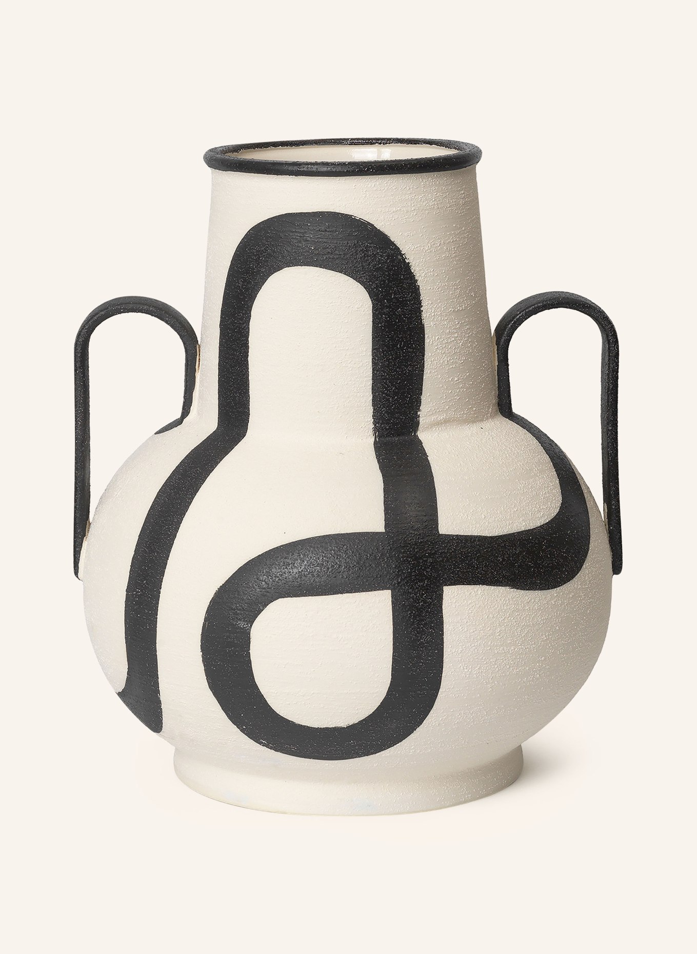 Ferm LIVING Vase TRACE, Farbe: CREME/ SCHWARZ (Bild 1)