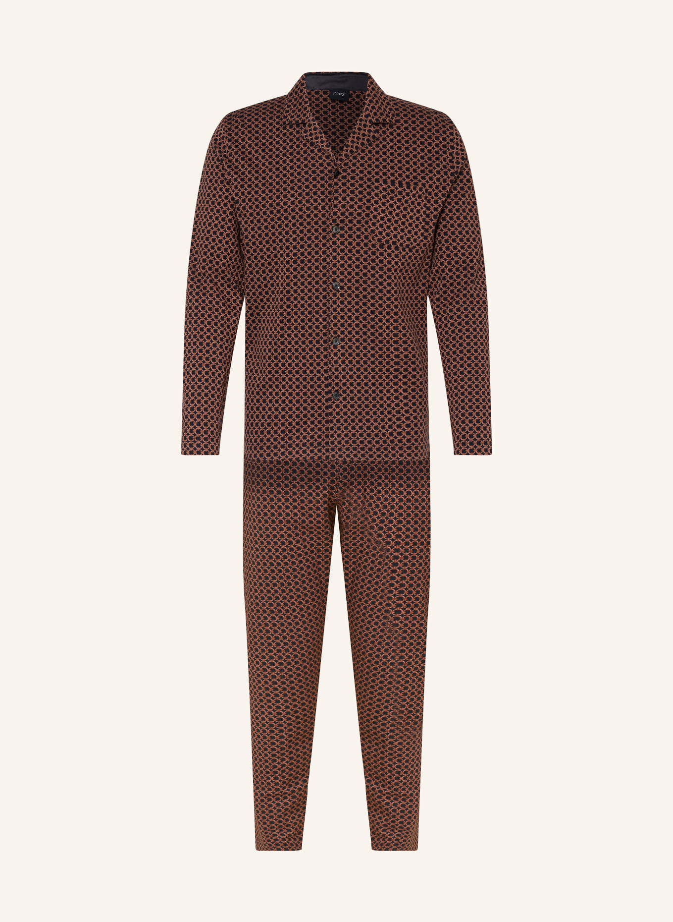 mey Schlafanzug Serie FARUM, Farbe: DUNKELBLAU/ DUNKELORANGE/ ROSA (Bild 1)