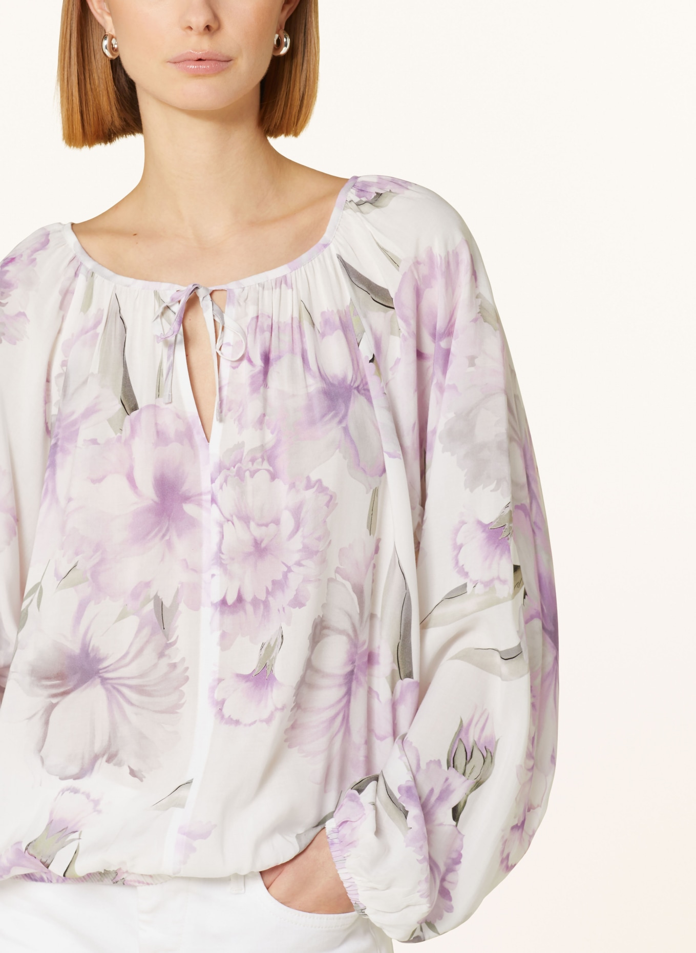 monari Shirt blouse, Color: WHITE/ PURPLE/ GRAY (Image 4)