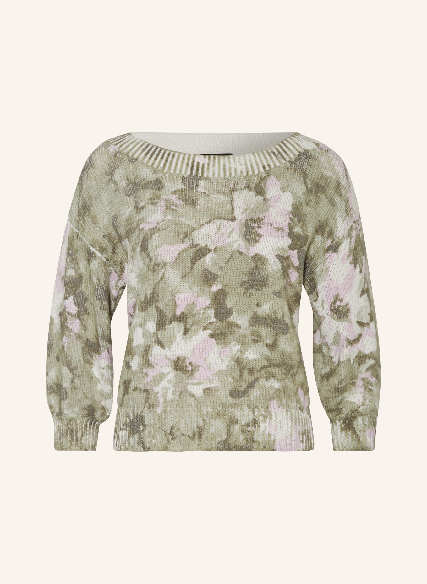 monari Sweater with 3/4 sleeves, Color: GREEN/ WHITE/ ROSE (Image 1)