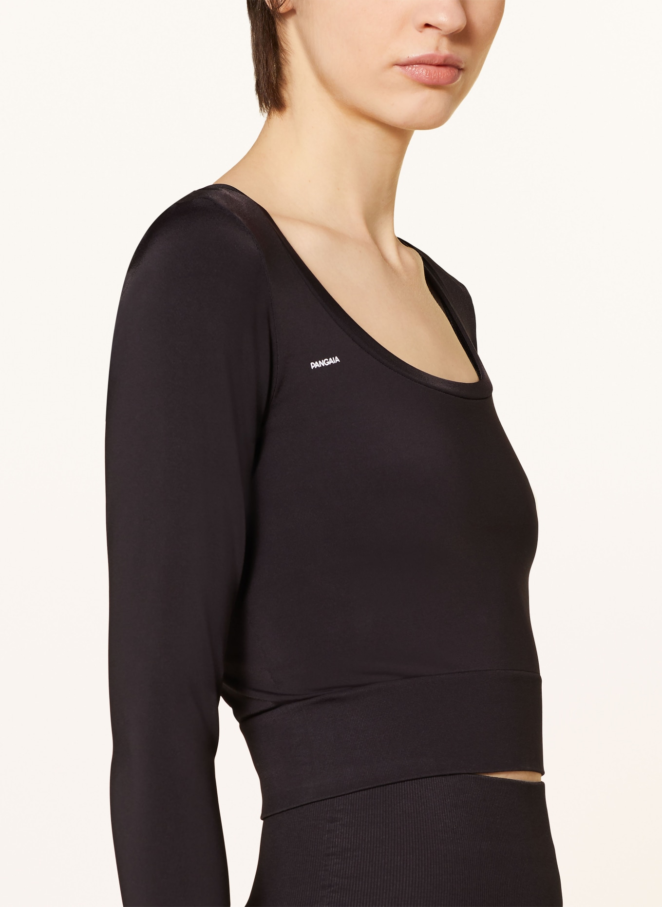 PANGAIA Cropped long sleeve shirt, Color: BLACK (Image 4)
