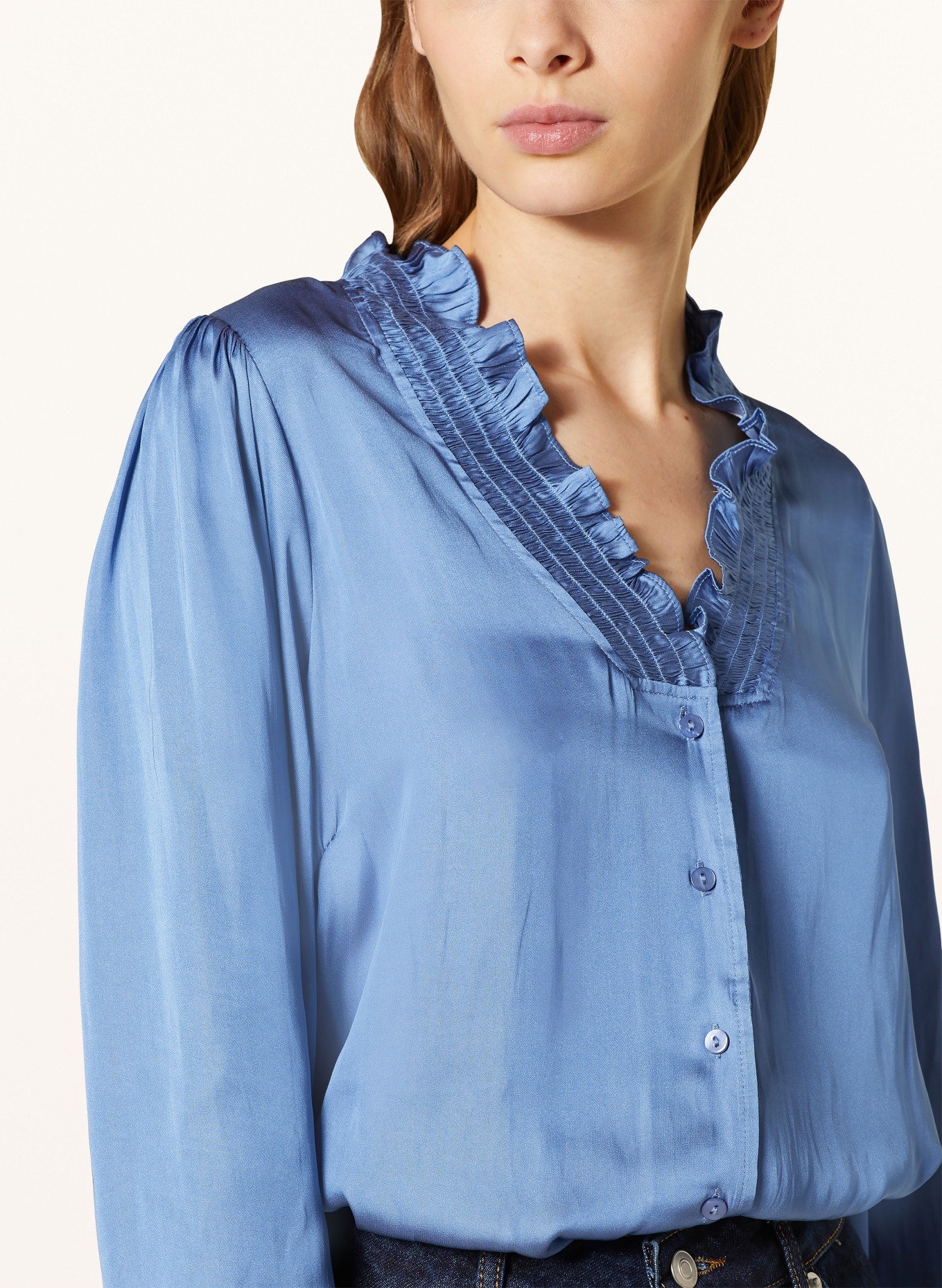NEO NOIR Satin blouse BRIELLE, Color: BLUE (Image 4)