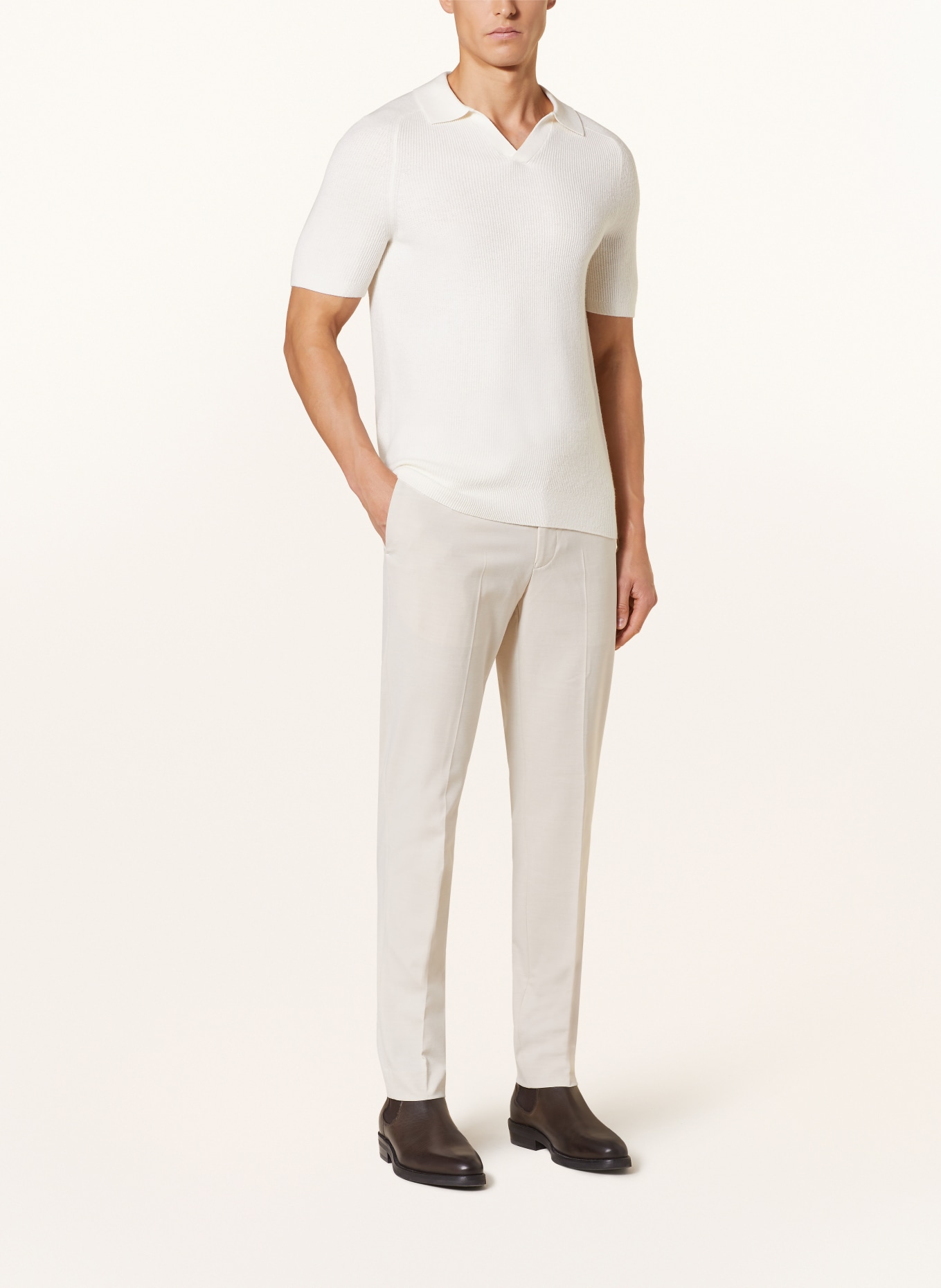 REISS Knitted polo shirt MORTIMER, Color: ECRU (Image 2)