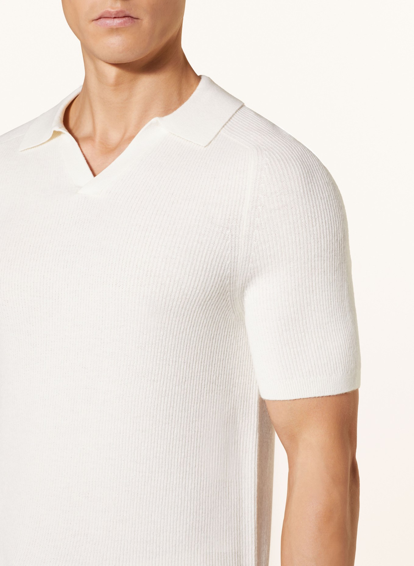 REISS Knitted polo shirt MORTIMER, Color: ECRU (Image 4)
