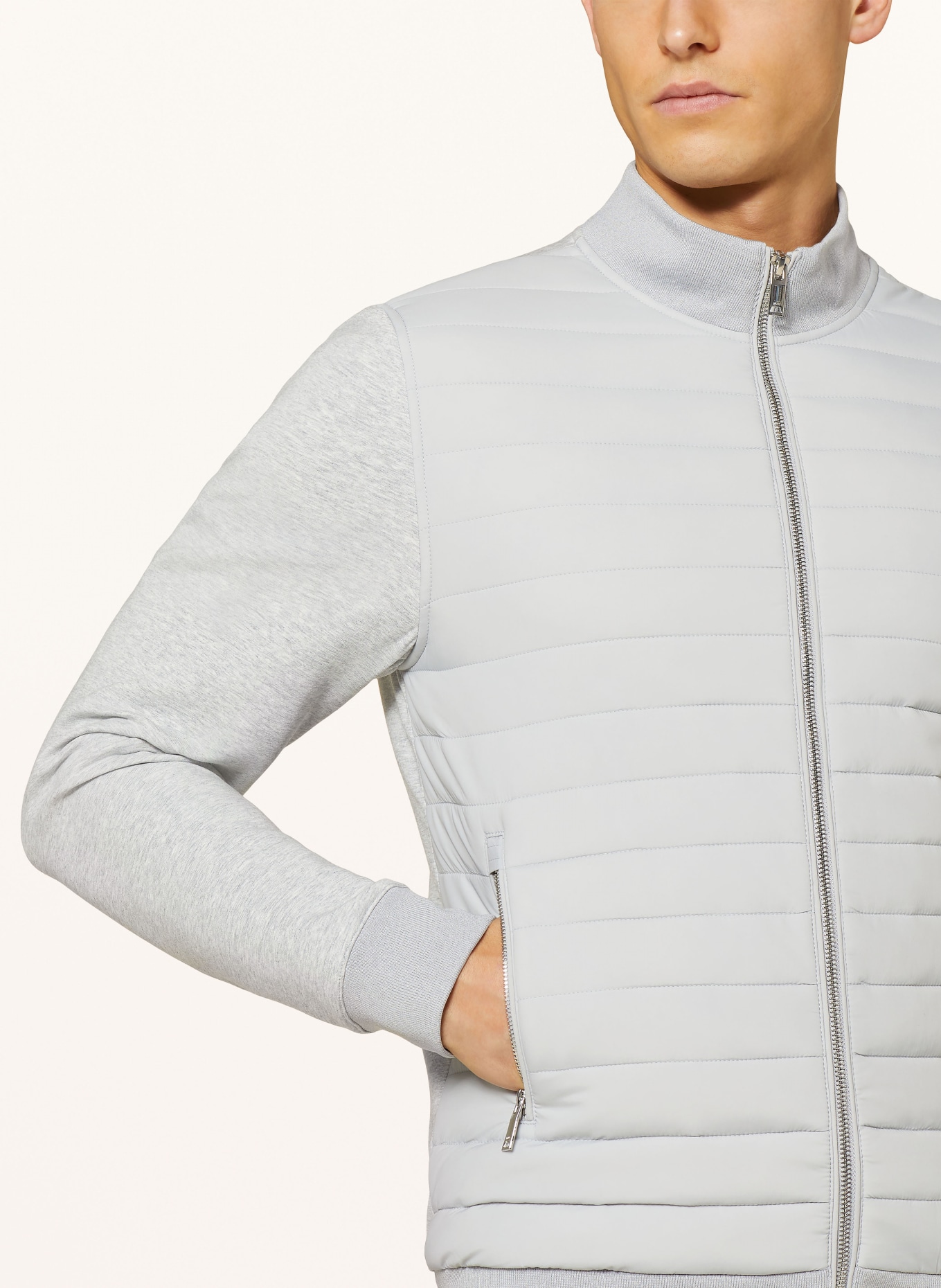 REISS Quilted jacket FREDDIE in a material mix, Color: LIGHT GRAY (Image 4)