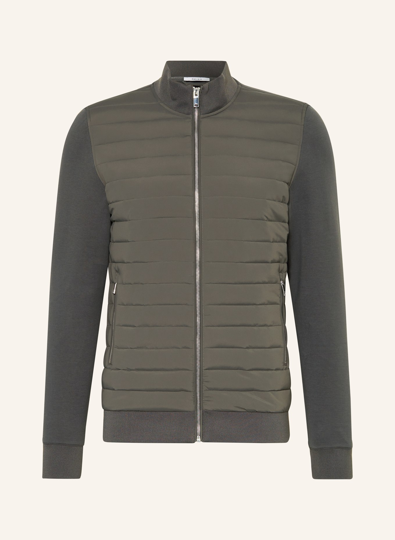 REISS Steppjacke FREDDIE im Materialmix: OLIV
